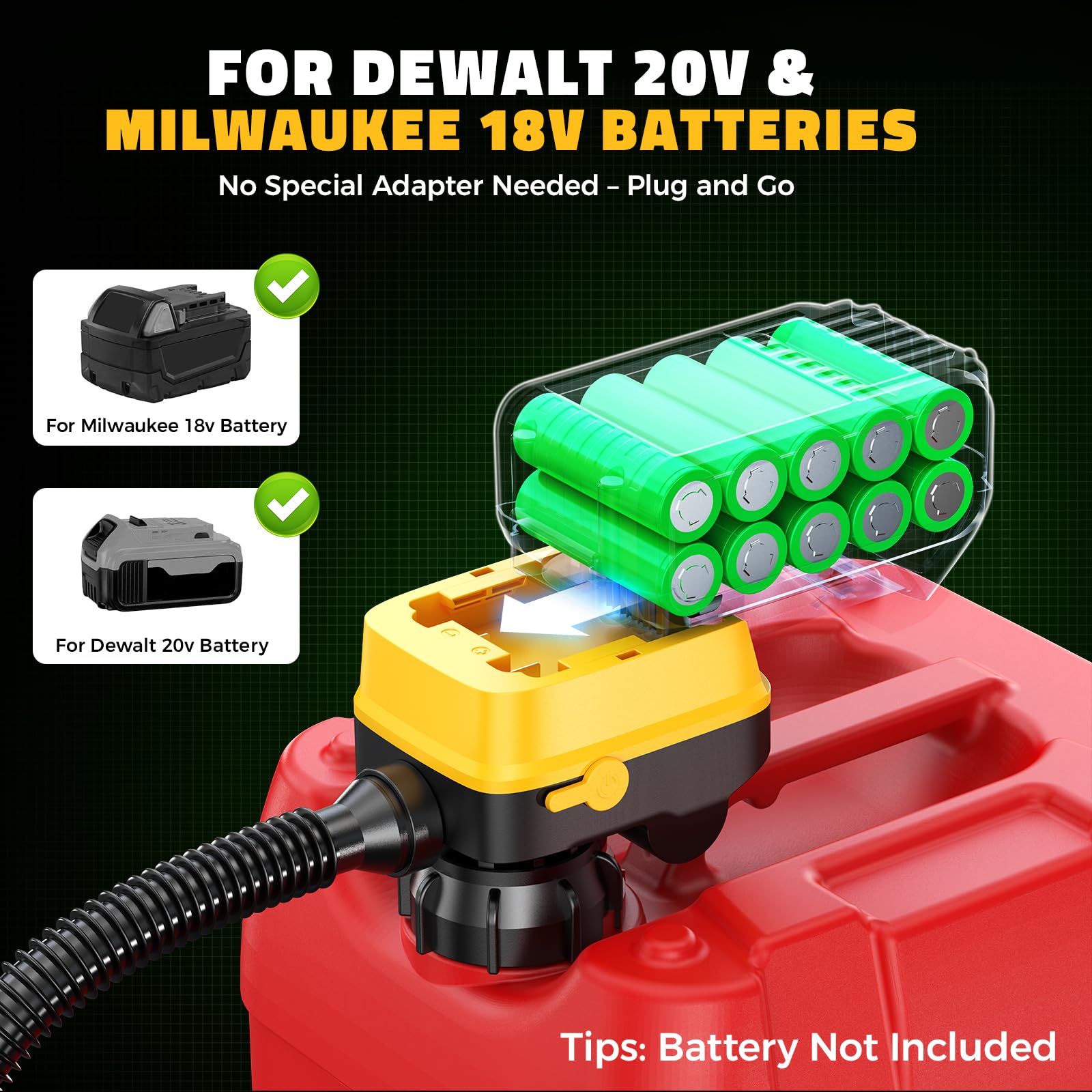 DIYTOOLIFZ Cordless Fuel Transfer Pump with Auto-Stop, 3.2 GPM
