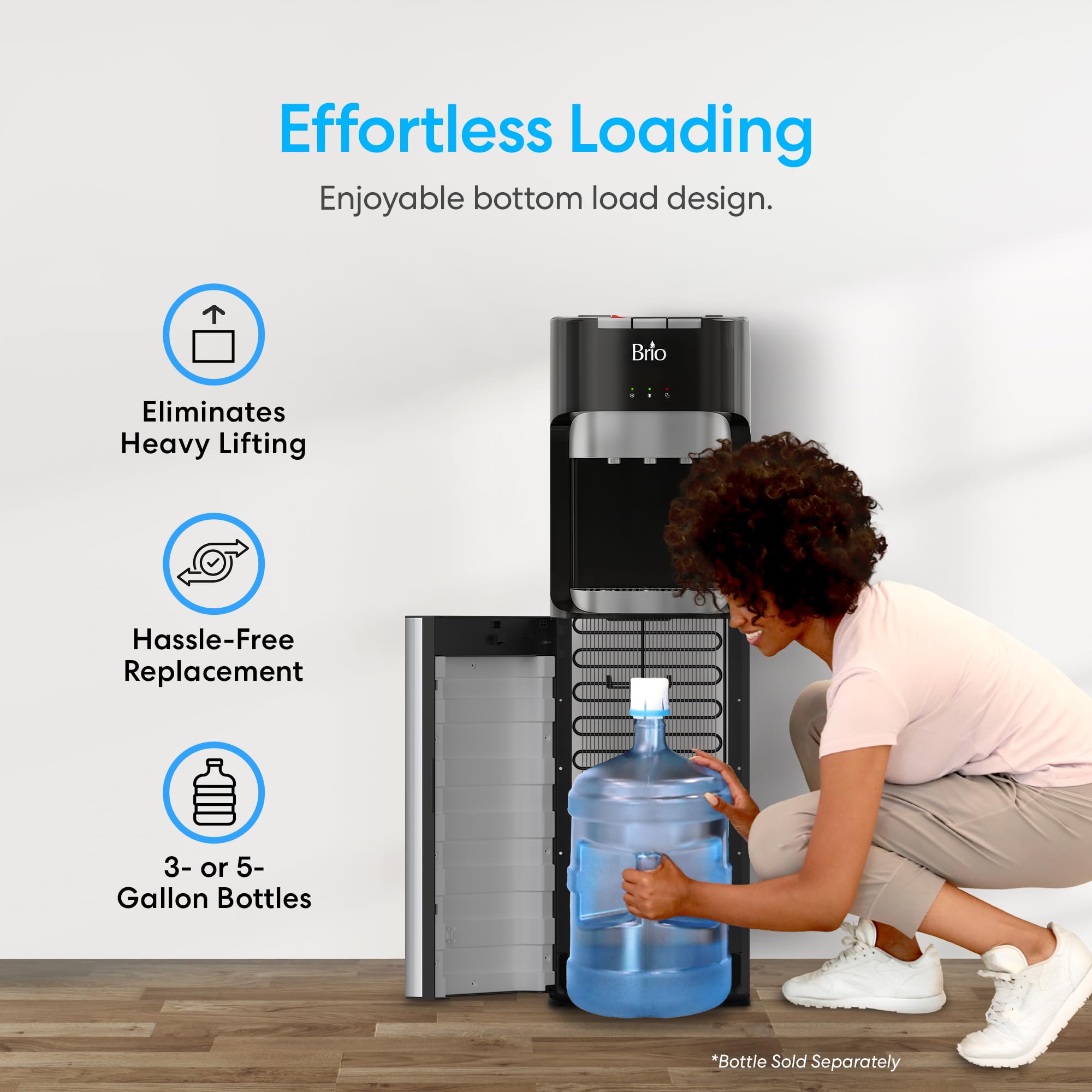 BRIO Bottom Loading Water Cooler Dispenser - 5 Gallon, 3 Temp