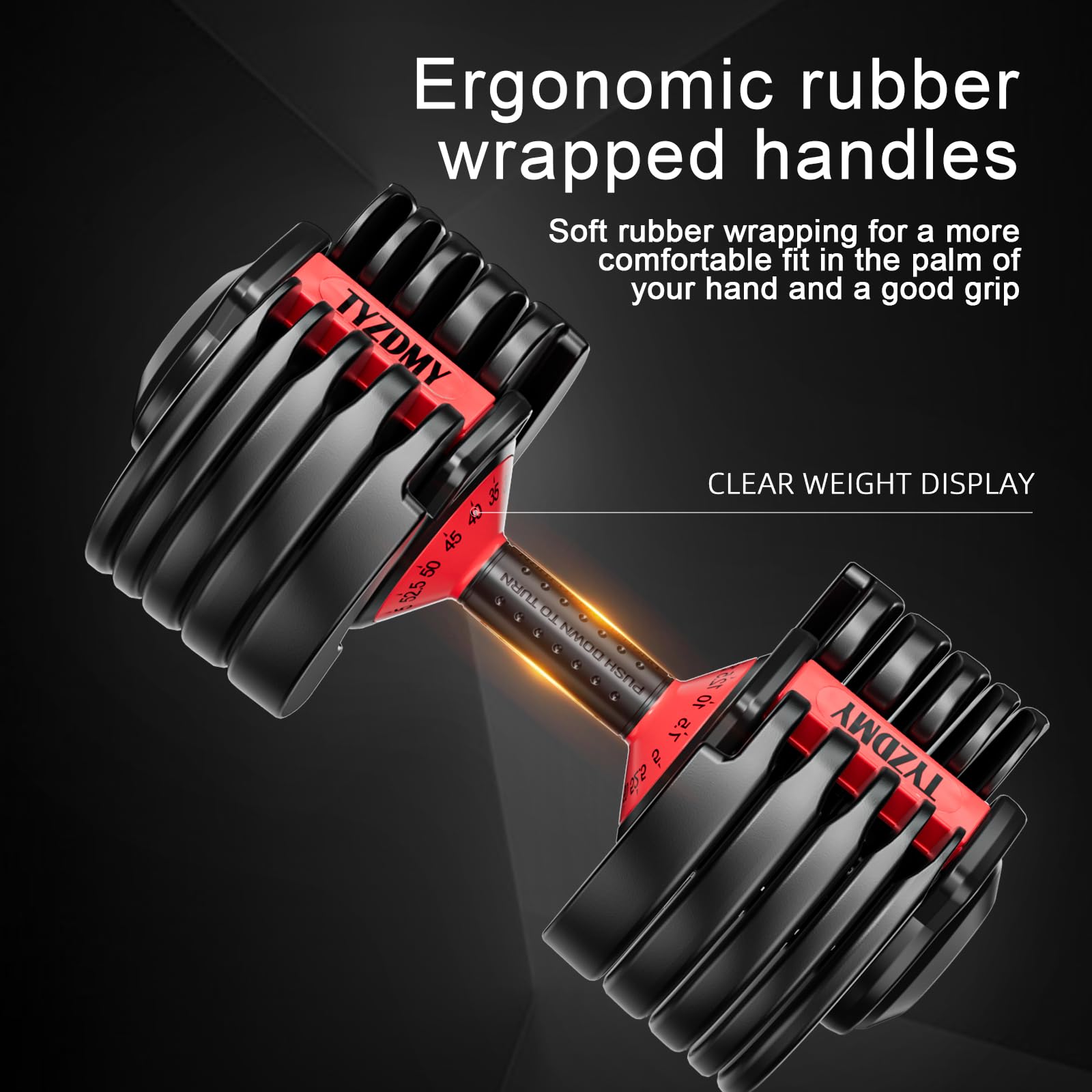 TYZDMY Adjustable Dumbbells Set 52.5 lbs - Free Weights Pair