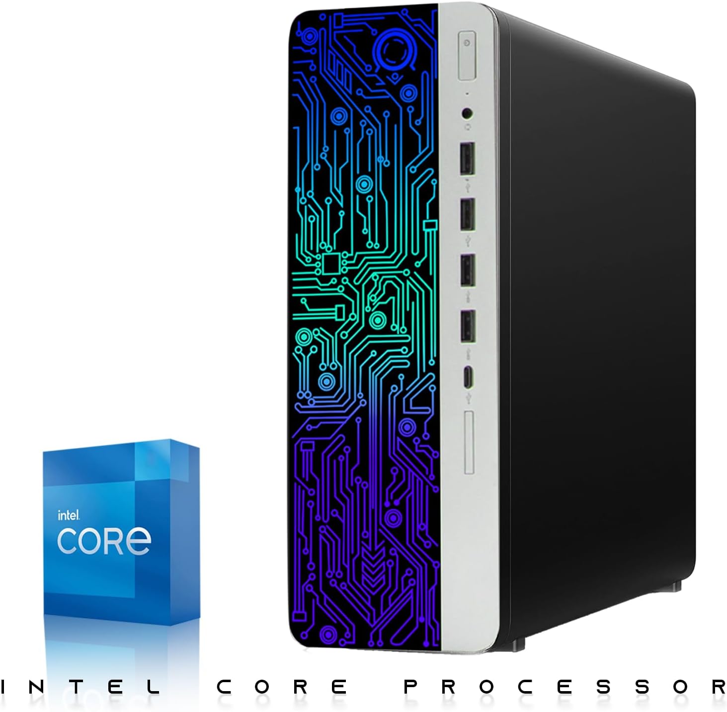 HP G3 Gaming Desktop PC, Intel Core i5 6th Gen, GT 1030 Graphics, 32GB RAM, 240GB SSD + 1TB HDD, MTG 24-inch Curved Monitor, RGB Keyboard Mouse, Headphone, Webcam, WiFi, Windows 11 Pro (Renewed)