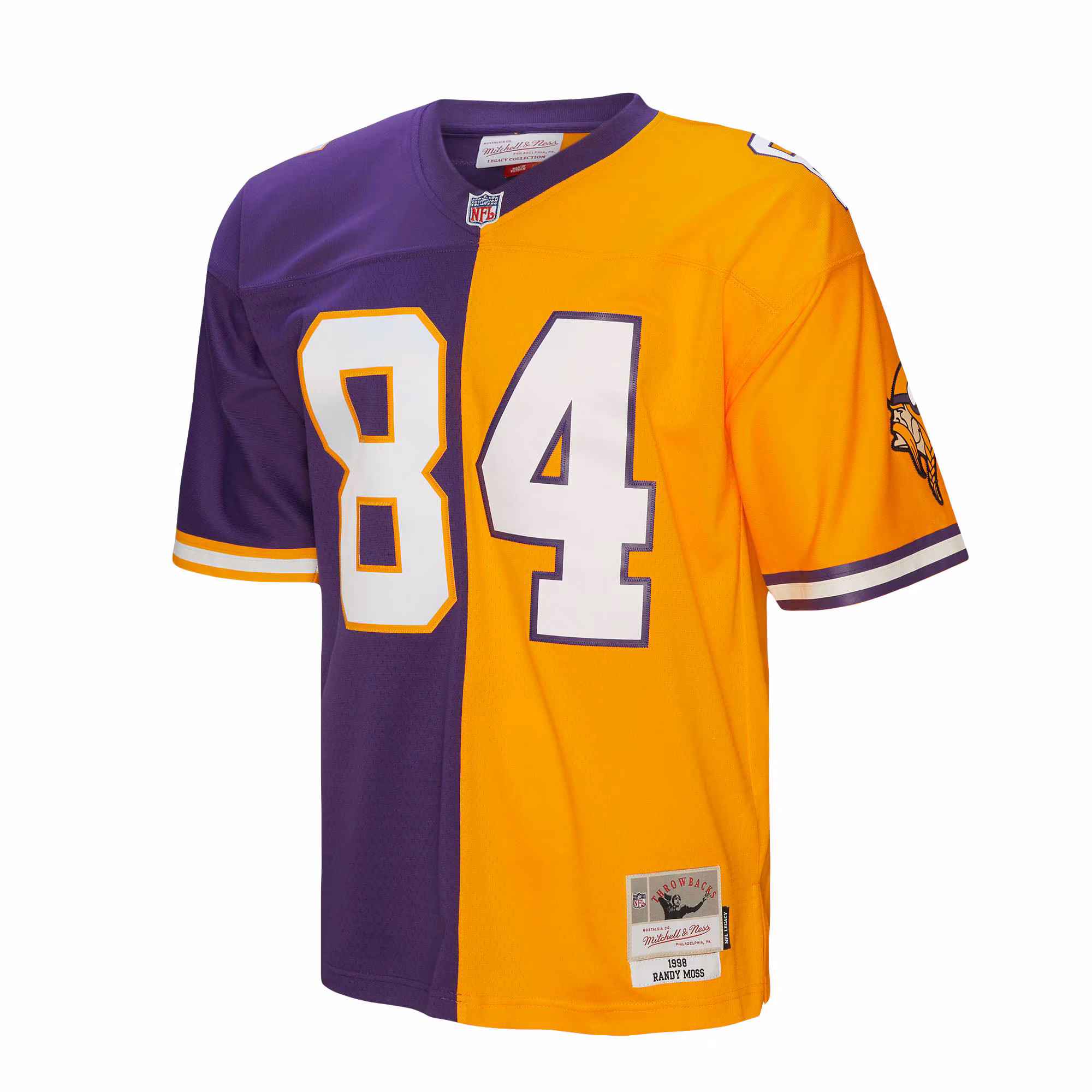 Randy Moss Minnesota Vikings Mitchell & Ness 1998 Split Legacy Replica Jersey - Purple/Gold