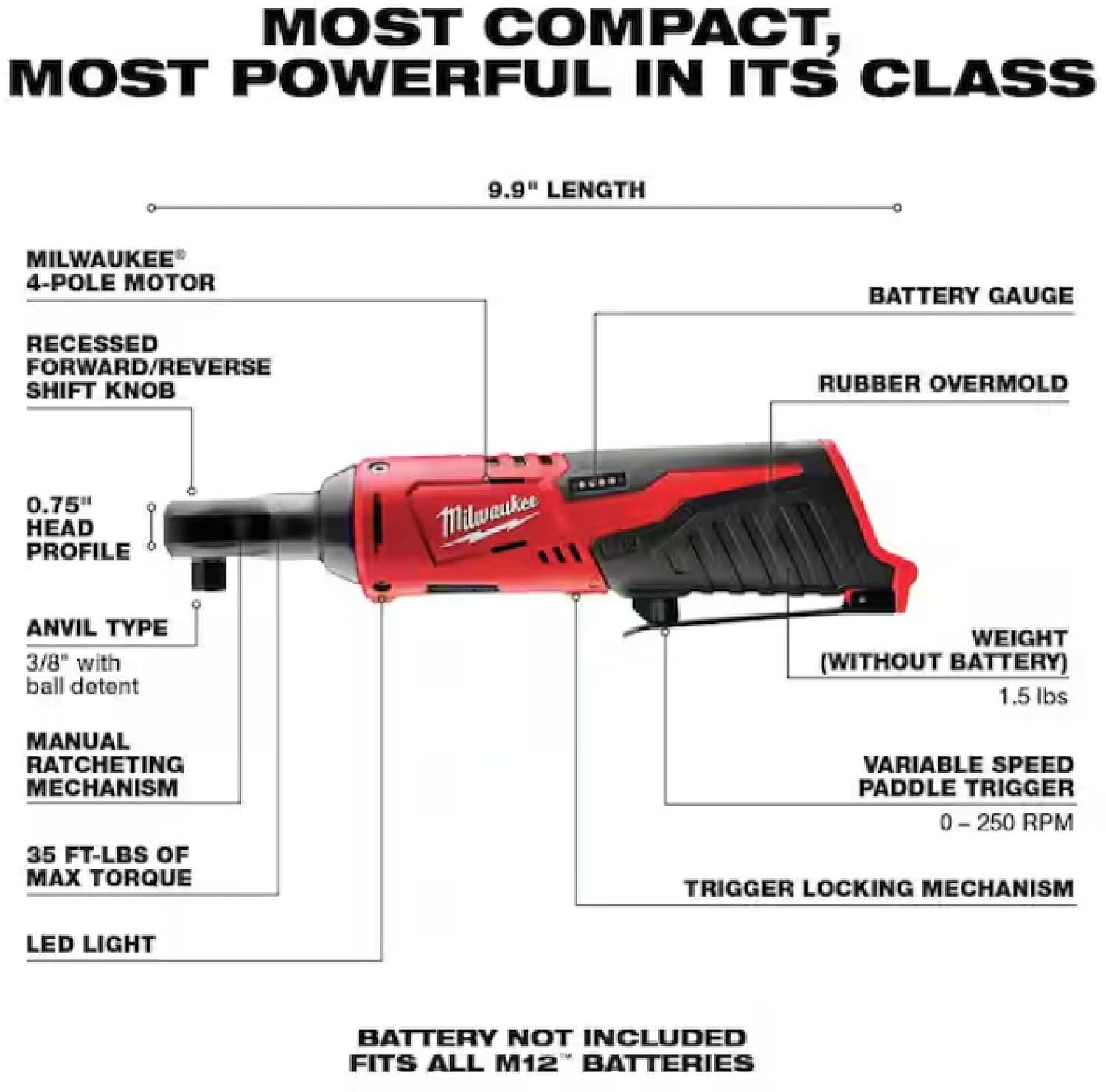Milwaukee 2457-20 M12 Cordless 3/8