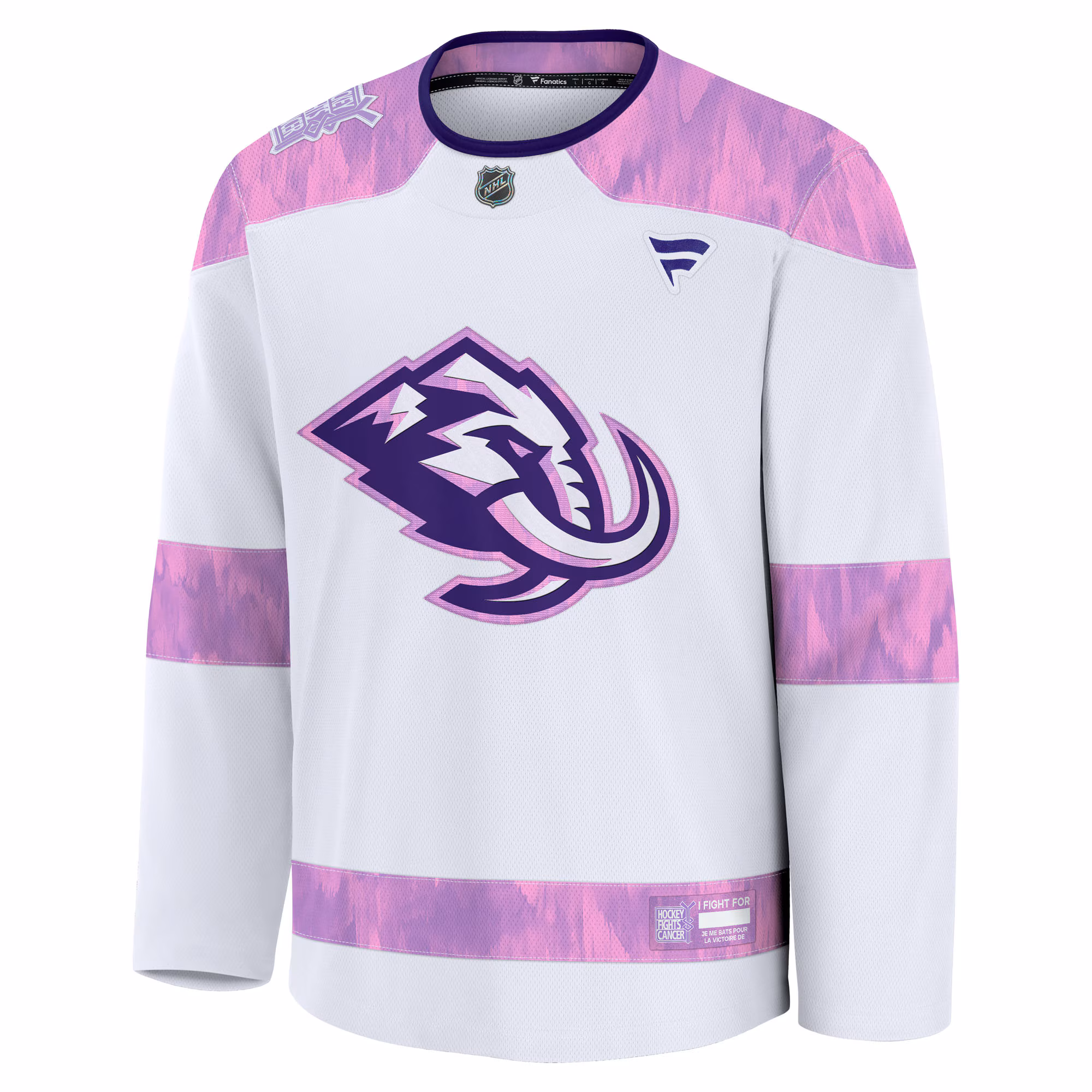 Utah Mammoth Fanatics Hockey Fights Cancer Survivor Practice Jersey - White