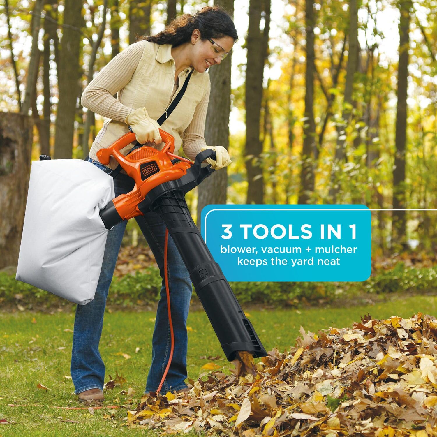 BLACK+DECKER BV6000 3-in-1 Electric Leaf Blower Vacuum Mulcher