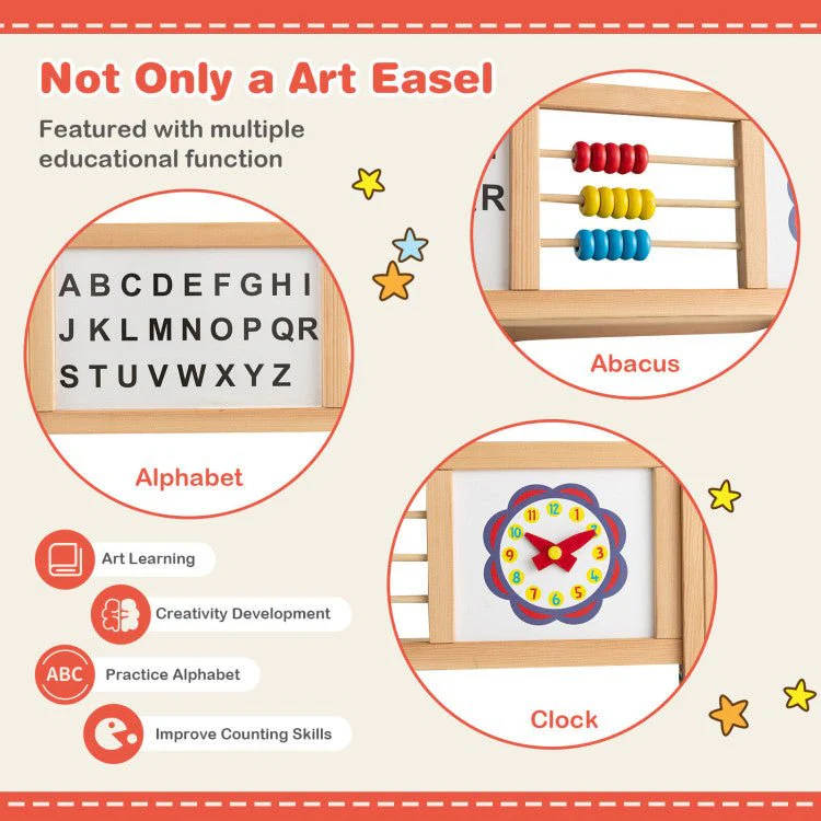 Best 3-In-1 Kids Wooden Art Easel Chalkboard With Drawing Paper Roll