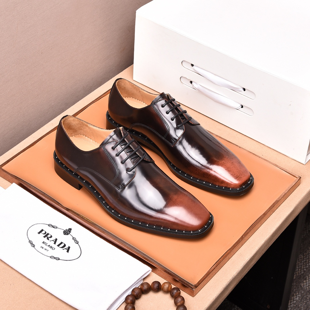 Prada men's leather shoes-62