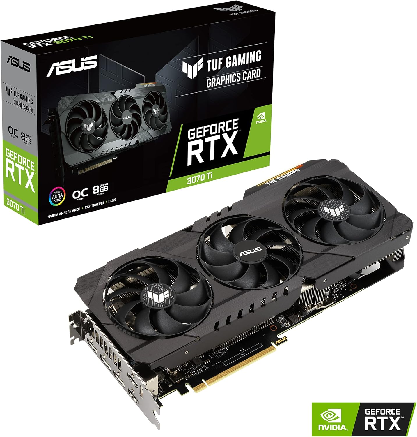 ASUS TUF Gaming NVIDIA GeForce RTX 3070 Ti OC Edition Graphics Card (PCIe 4.0, 8GB GDDR6X, HDMI 2.1, DisplayPort 1.4a, Dual Ball Fan Bearings, Military-Grade Certification, GPU Tweak II) (Renewed)