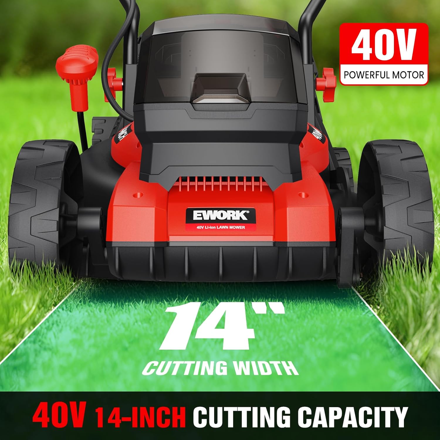 EWORK 40V Electric Lawn Mower Cordless, 14