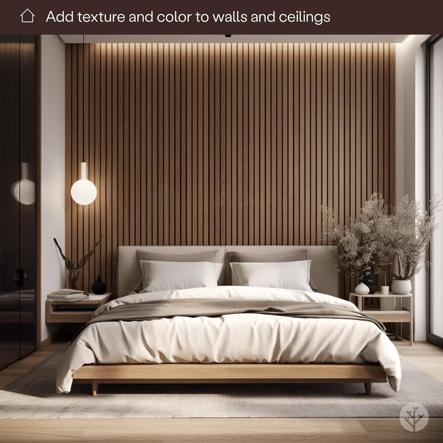 WVH Slatpanel Oak Natural Core– Acoustic 3D Textured Wood Panels for Walls & Ceilings | Decorative Panels for Homes, Offices & Studios | 2 x-94.49” x 12.6” | Real wood veneer, MDF, Felt
