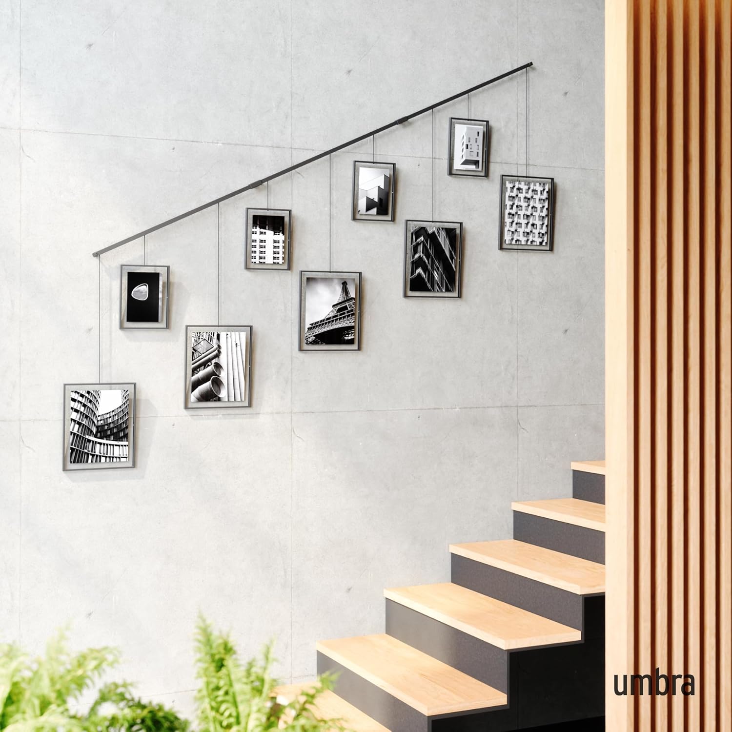 Umbra Exhibit Picture Frame Gallery Set, Adjustable Wall Collage Displays Nine Photos (Four 5x7