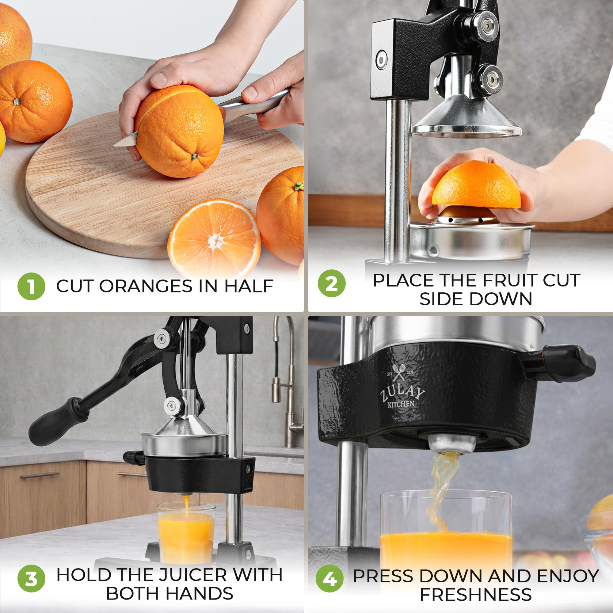 ZULAY KITCHEN Cast Iron Juicer - Heavy-Duty Manual Citrus Press
