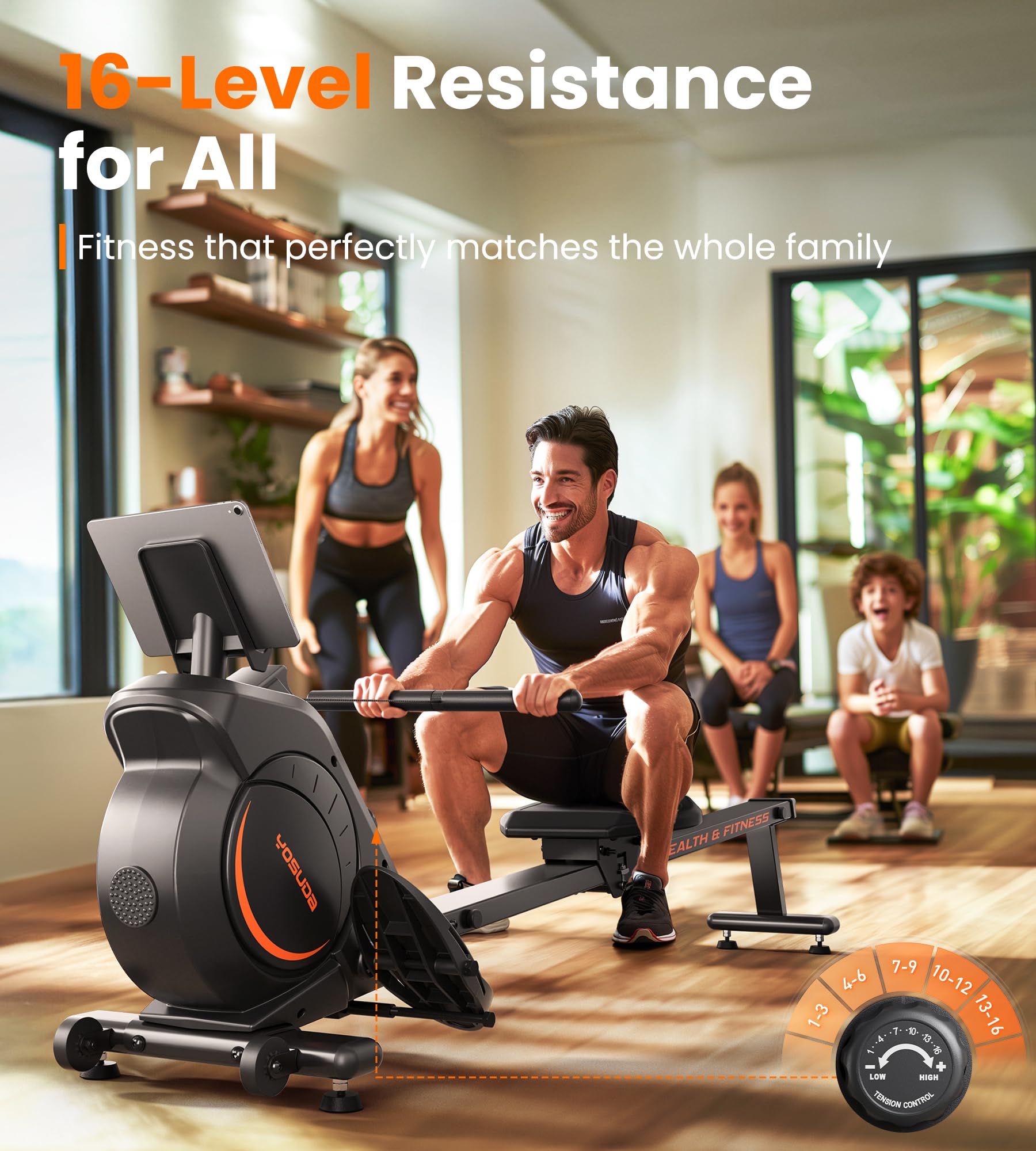 YOSUDA Magnetic Water Rowing Machine with Bluetooth App