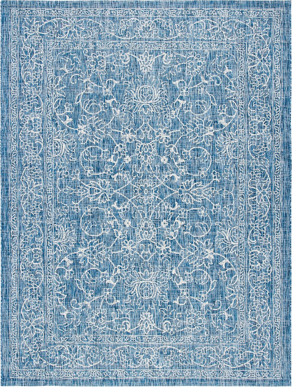 SAFAVIEH Washable Rug Outdoor Courtyard Collection - 9' x 12', Navy & Ivory, Non-Shedding & Easy Cleaning, Ideal for Patio, Backyard, Mudroom (CY8680-36821)