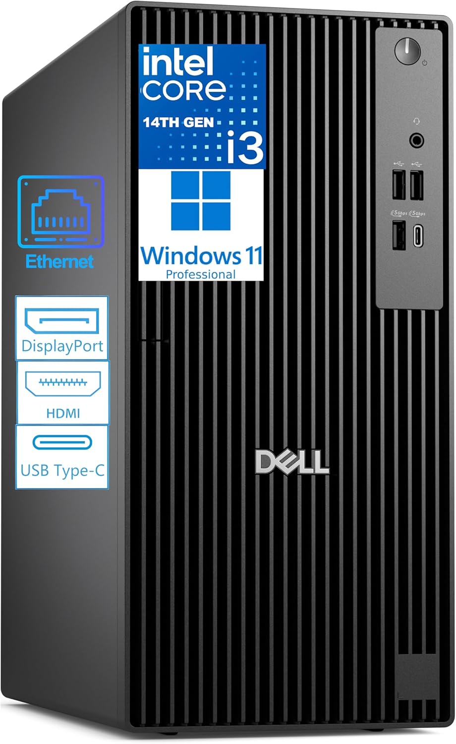 Dell Tower Desktop Computer for Business & Home, Next Gen OptiPlex, 14th Gen Intel 4-Core Processor, 8GB DDR5 RAM, 256GB PCIe SSD, Type-C, HDMI + 1 DisplayPort, Windows 11 Pro