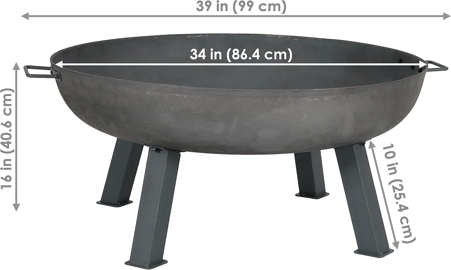 Sunnydaze Cast Iron Heavy Duty Fire Pit for Outside - Wood Burning Outdoor Fire Pit Bowl with Handles for Patio, Backyard, Camping - 34