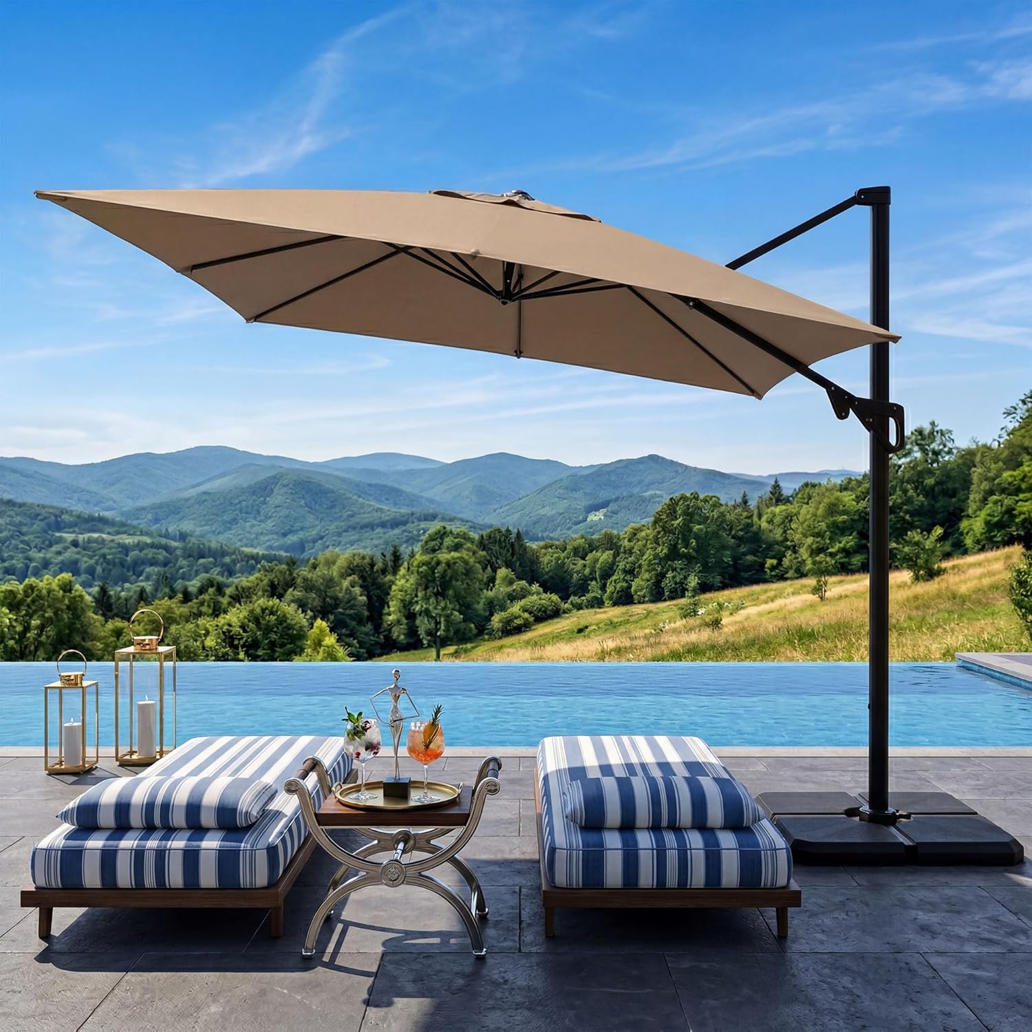 SUNBURY 10x13FT 10x10FT Patio Umbrella Outdoor Offset Umbrella with 8 Sturdy Ribs Market Umbrella with 360 Rotation Cantilever Sun Shade for Backyard, Lawn