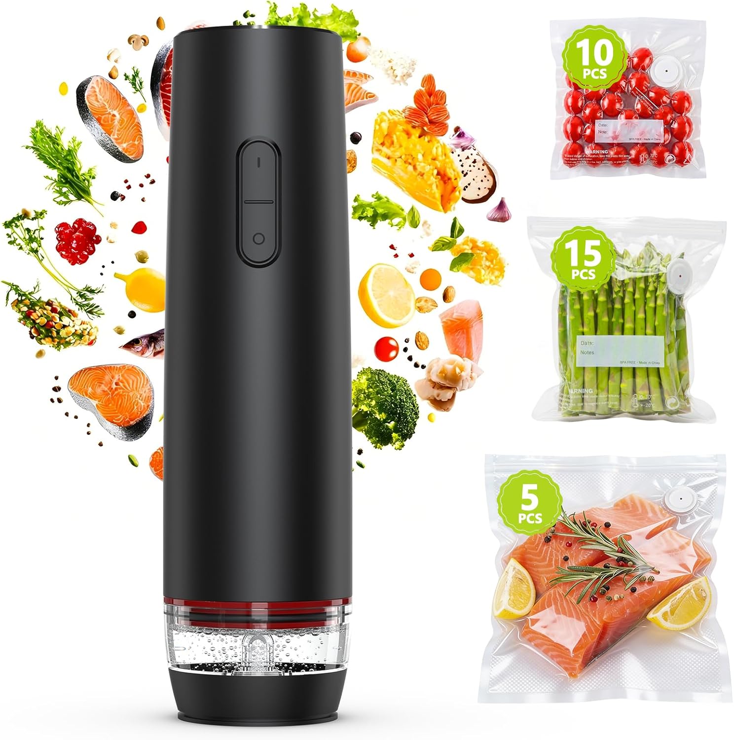 Compact Vacuum Sealer for Food, Cordless Handheld Vacuum Sealer Machine with 30 Reusable Vacuum Seal Bags, Ideal Portable Vacuum Sealer for Travel, Kitchen Meal Prep and Camping