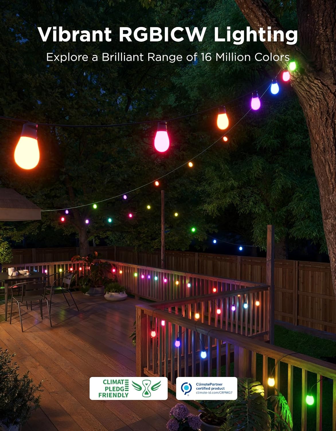 Govee S14 Bulb Outdoor String Lights 2, 144ft Smart RGBIC Warm White Lights with 45 LED Bulbs(3 Ropes of 48ft), 111 Scene Modes for Patio Decor, IP66 Compatible with Alexa, Google, Matter, APP Control