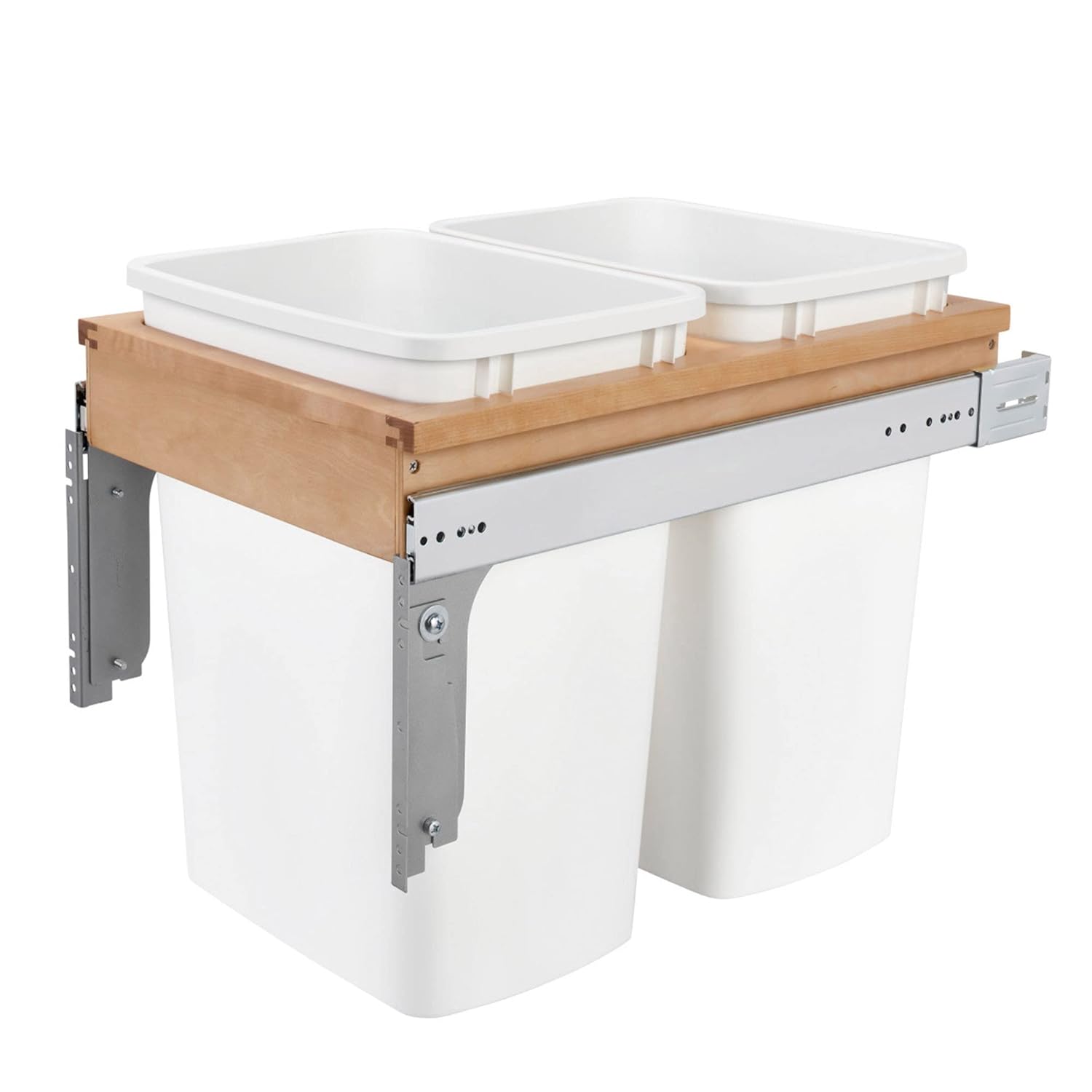 Rev-A-Shelf Top Mount Double Pullout Under Cabinet 35 Quart Kitchen Trash Cans with 150 Pound Rated Full-Extension Slides, 4WCTM-18DM2