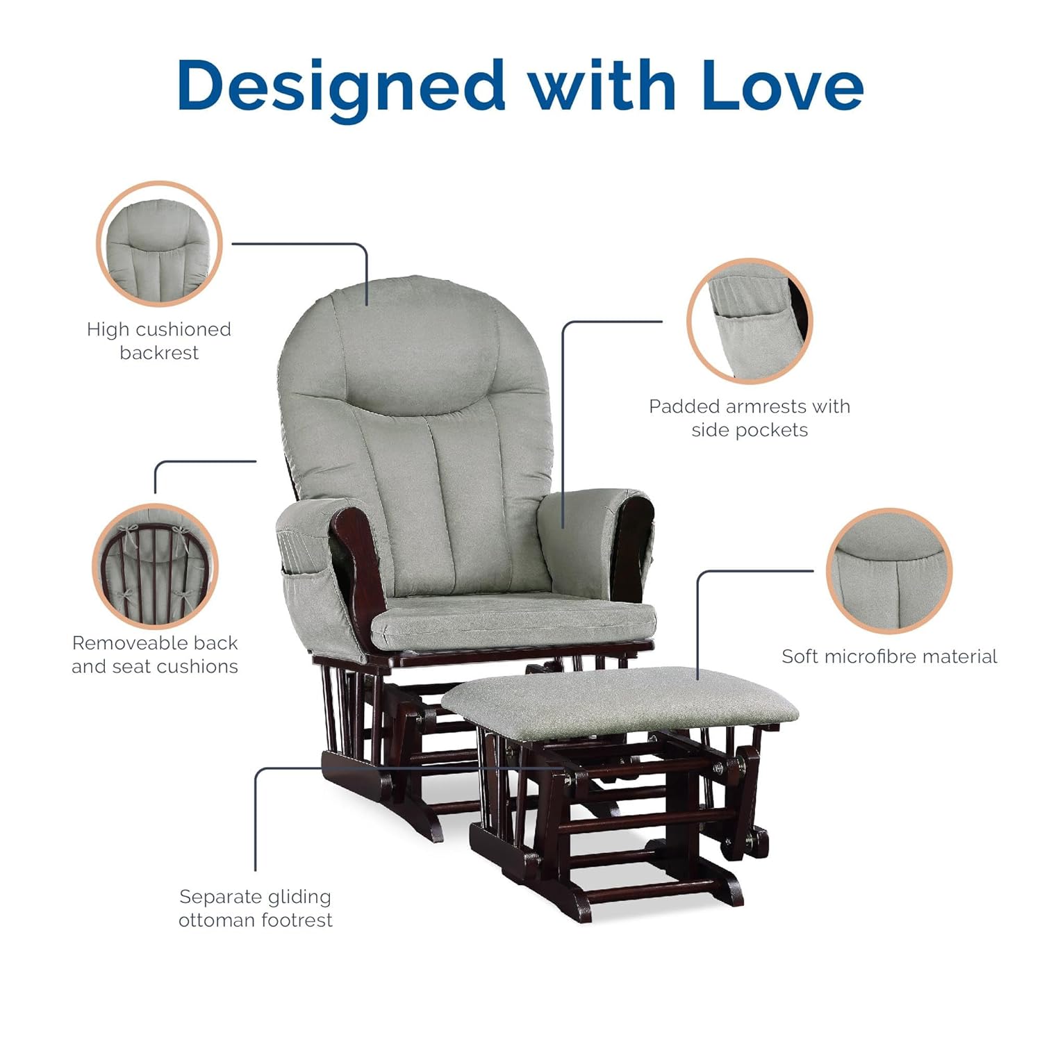 Baby Relax Huntington Nursery Glider & Ottoman, Espresso