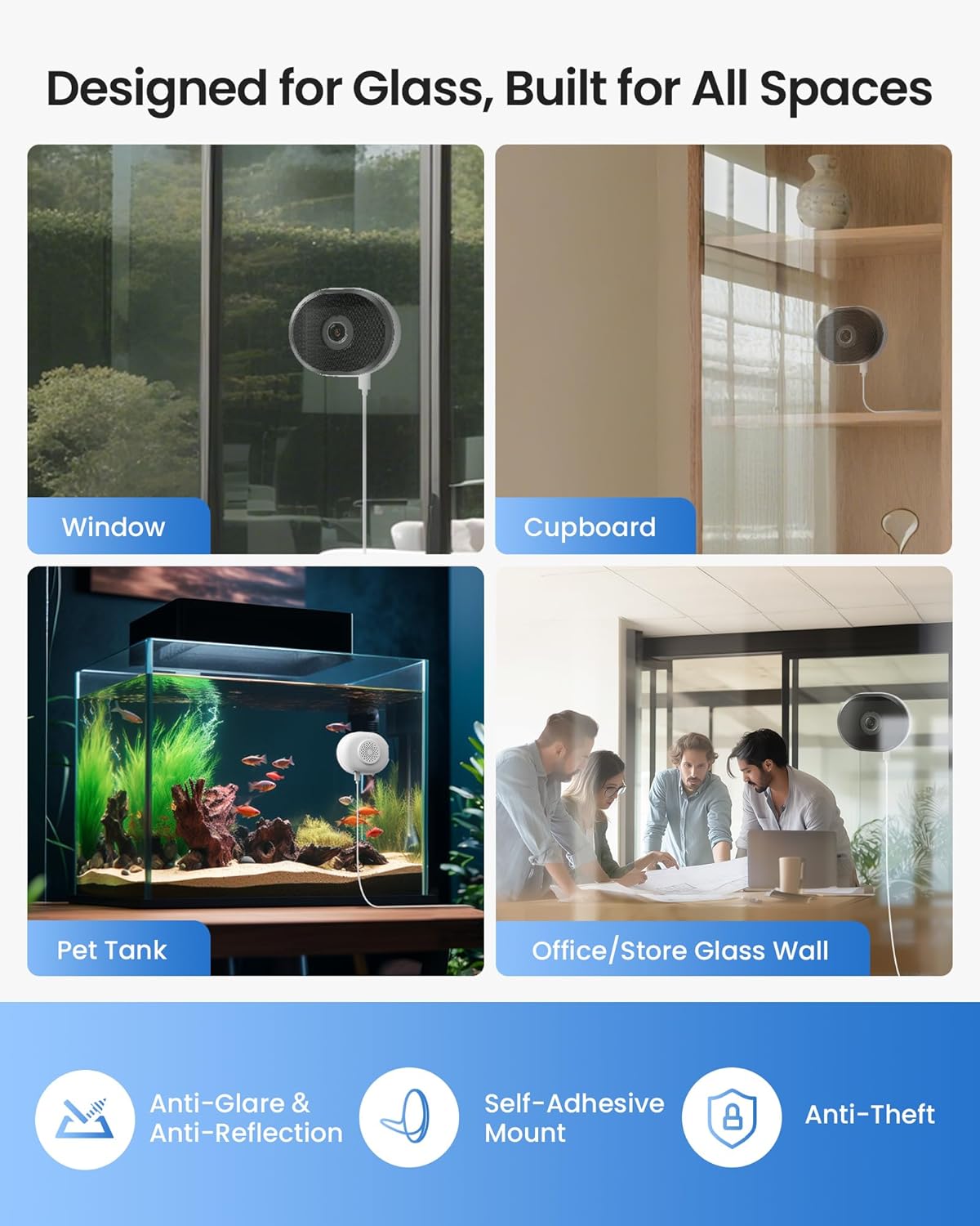 ZOSI 4 x C680 2K Window Security Camera with Full Color Night Vision, 3MP Indoor Plug-in WiFi Camera for Home Security, Human Vehicle Detection, 2.4/5GHz WiFi, 24/7 Recording, Easy & Quick Install