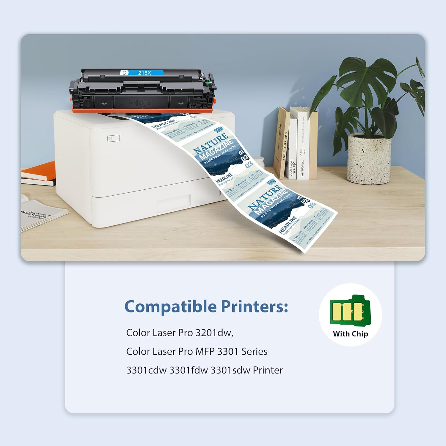 218X Toner Cartridges 4 Pack High Yield 3201dw MFP 3301fdw Toner Compatible for HP 218X 218A Set for HP Color Laserjet Pro 3201dw MFP 3301fdw 3301sdw 3301cdw Printer(Black/Cyan/Yellow/Magenta)