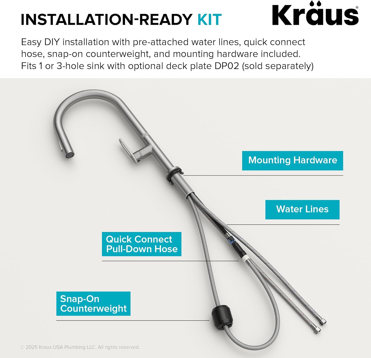 KRAUS Vetra 2-Function Single Handle Pull Down Kitchen Faucet in Spot-Free Brushed Brass/Matte Black, KPF-2850SFBBMB