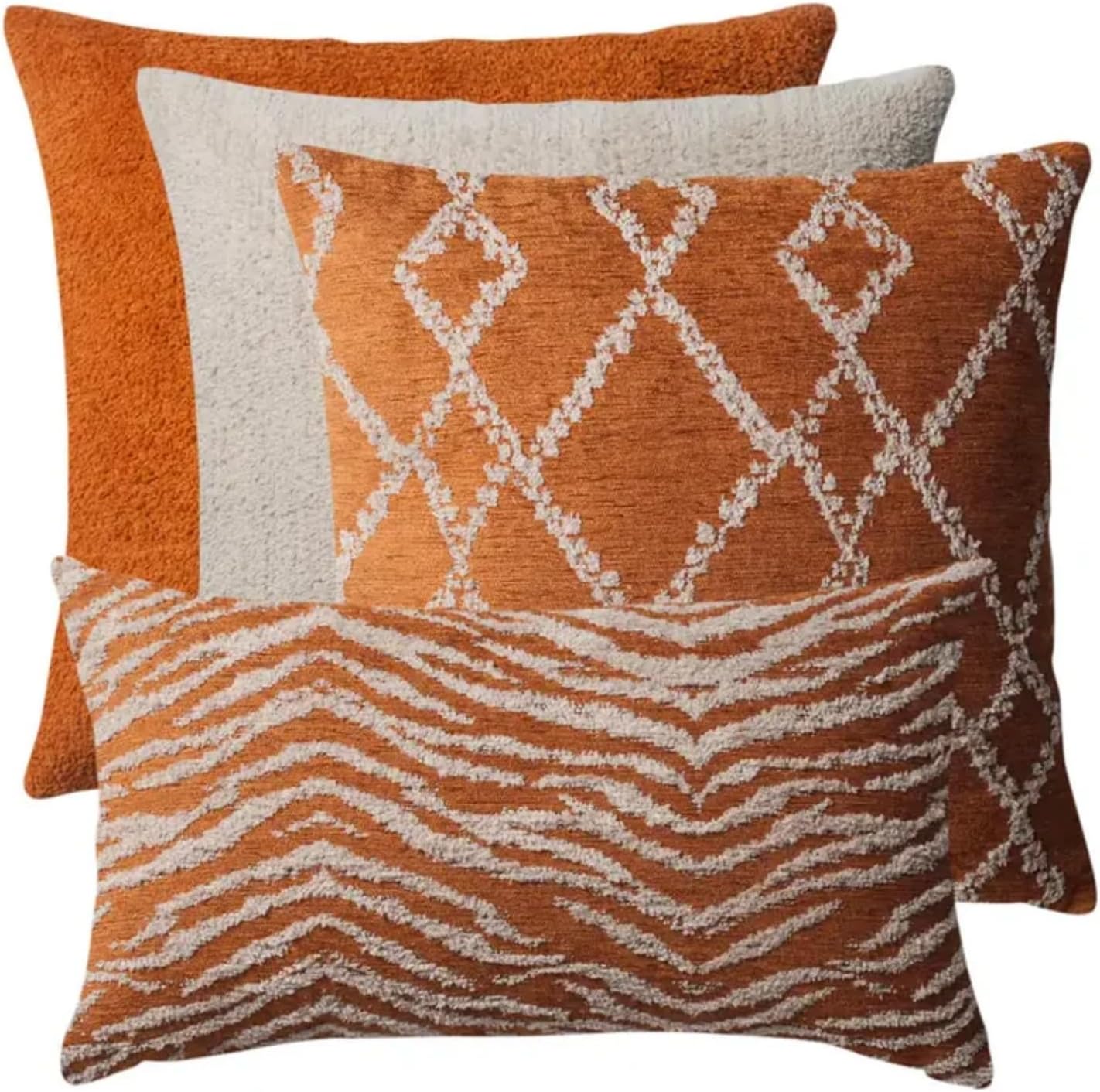 Decorative Throw Pillow Covers, Set of 4, Woven Jacquard Textured Cushion Pillow Covers for Sofa, Couch & Bed, Modern Home Décor, Girit, Multicolor