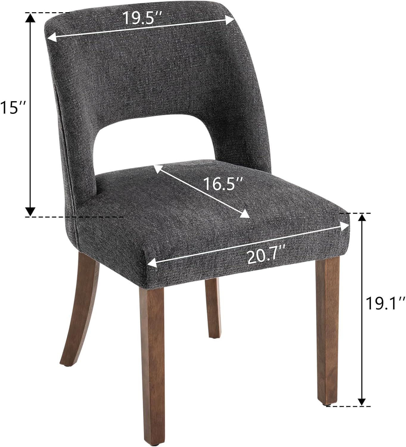 VKNOW Wooden Dining Chairs Set of 6, Modern Fabric Upholstered Dining Room Chair Kitchen Chairs, Farmhouse Dinner Chair for Kitchen Dining Room, Charcoal