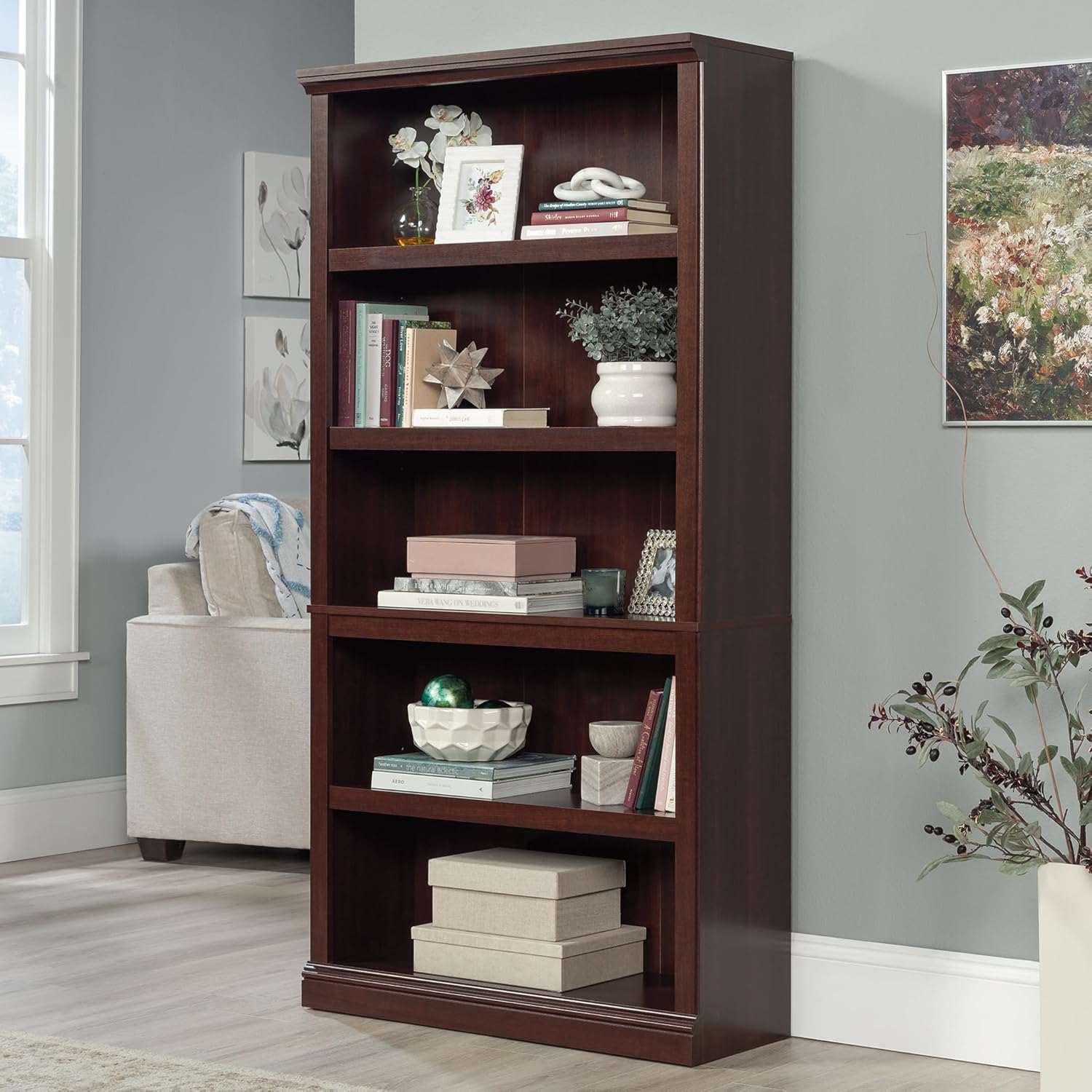 Sauder Miscellaneous Storage 5-Shelf Bookcase/ Book shelf, Select Cherry finish