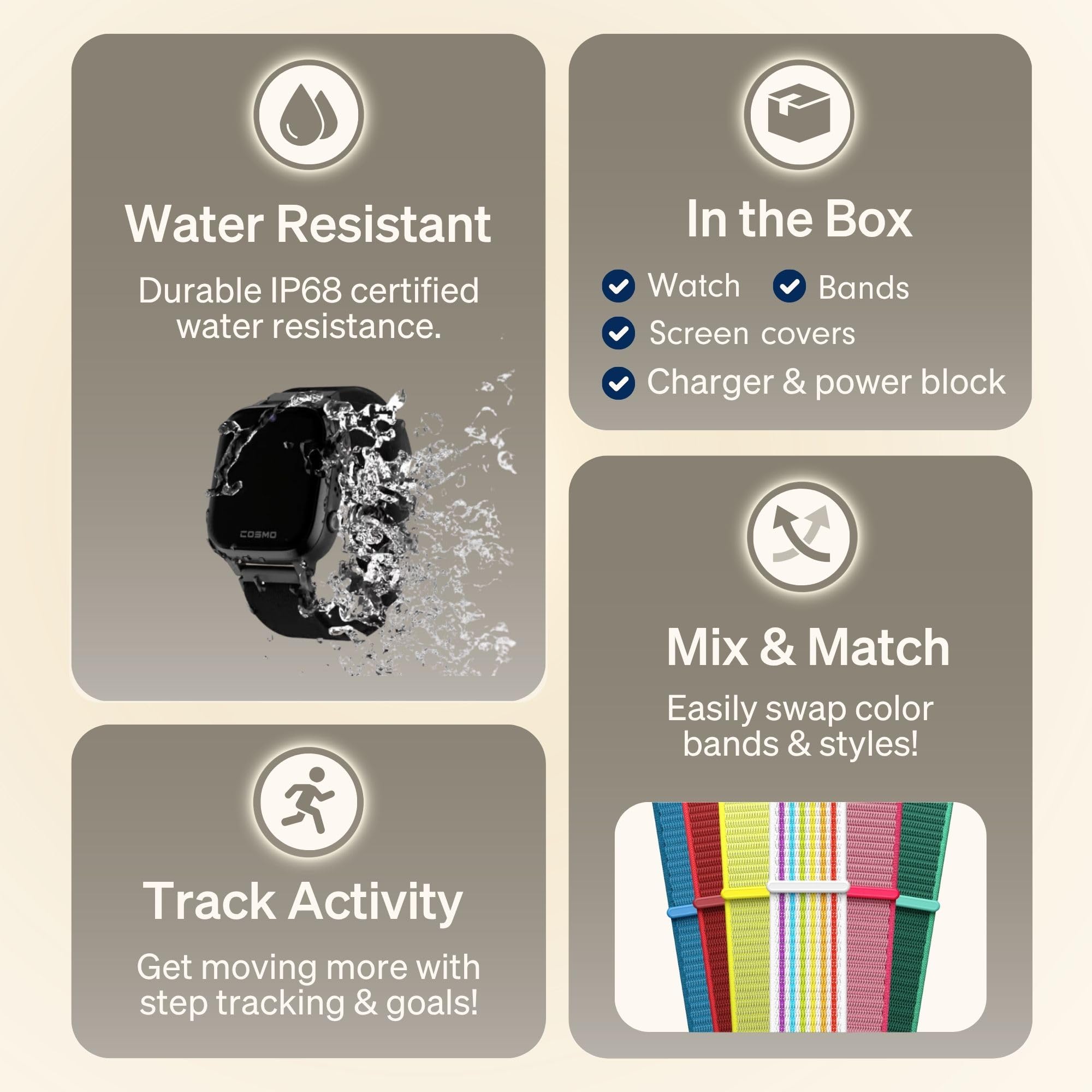 JRTRACK Kids Smart Watch by Cosmo | GPS Tracking & Safety Alerts