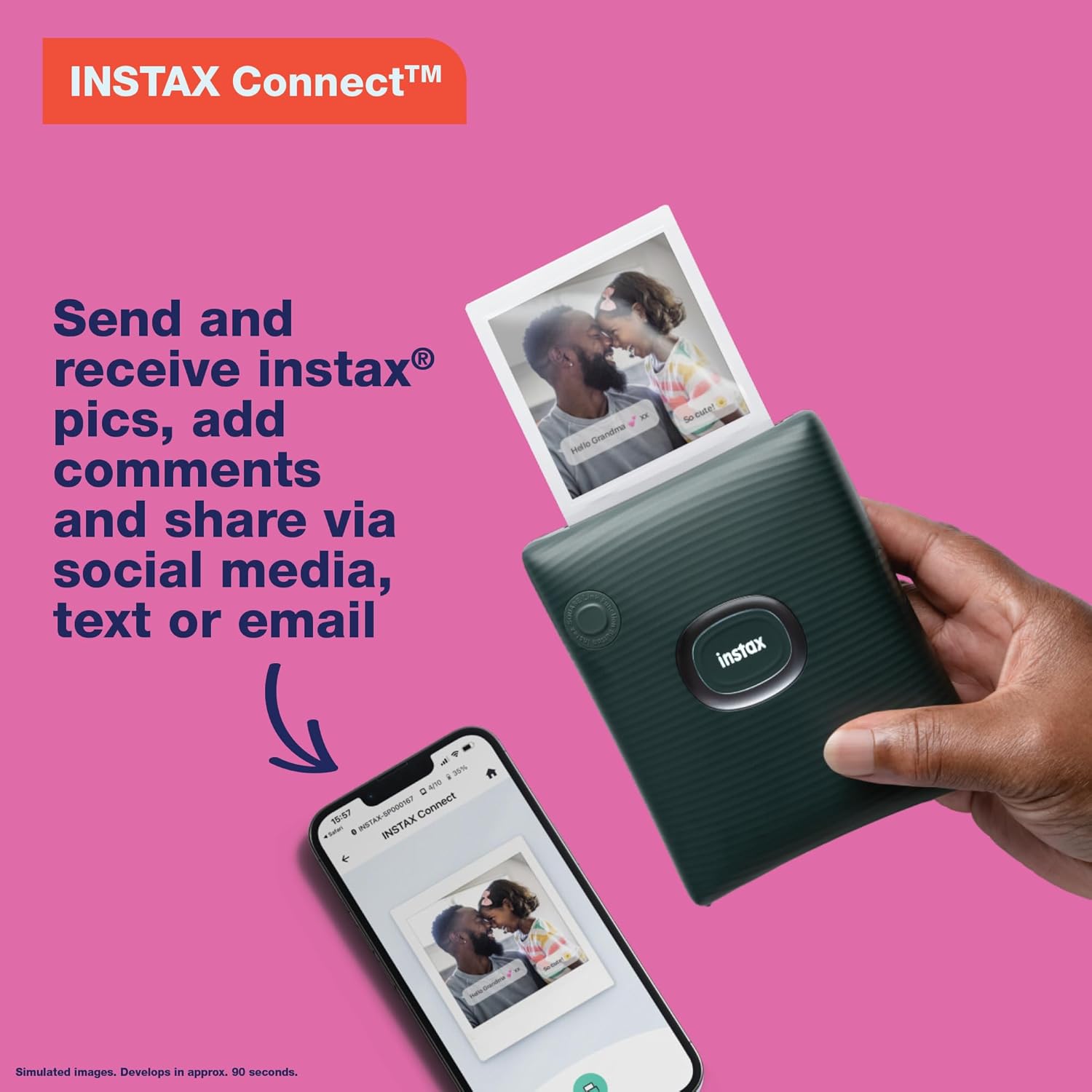 Fujifilm Instax Square Link Smartphone Printer- Ash White