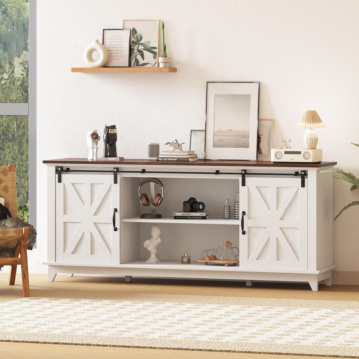 Classic Farmhouse TV Stand Cabinet for 75