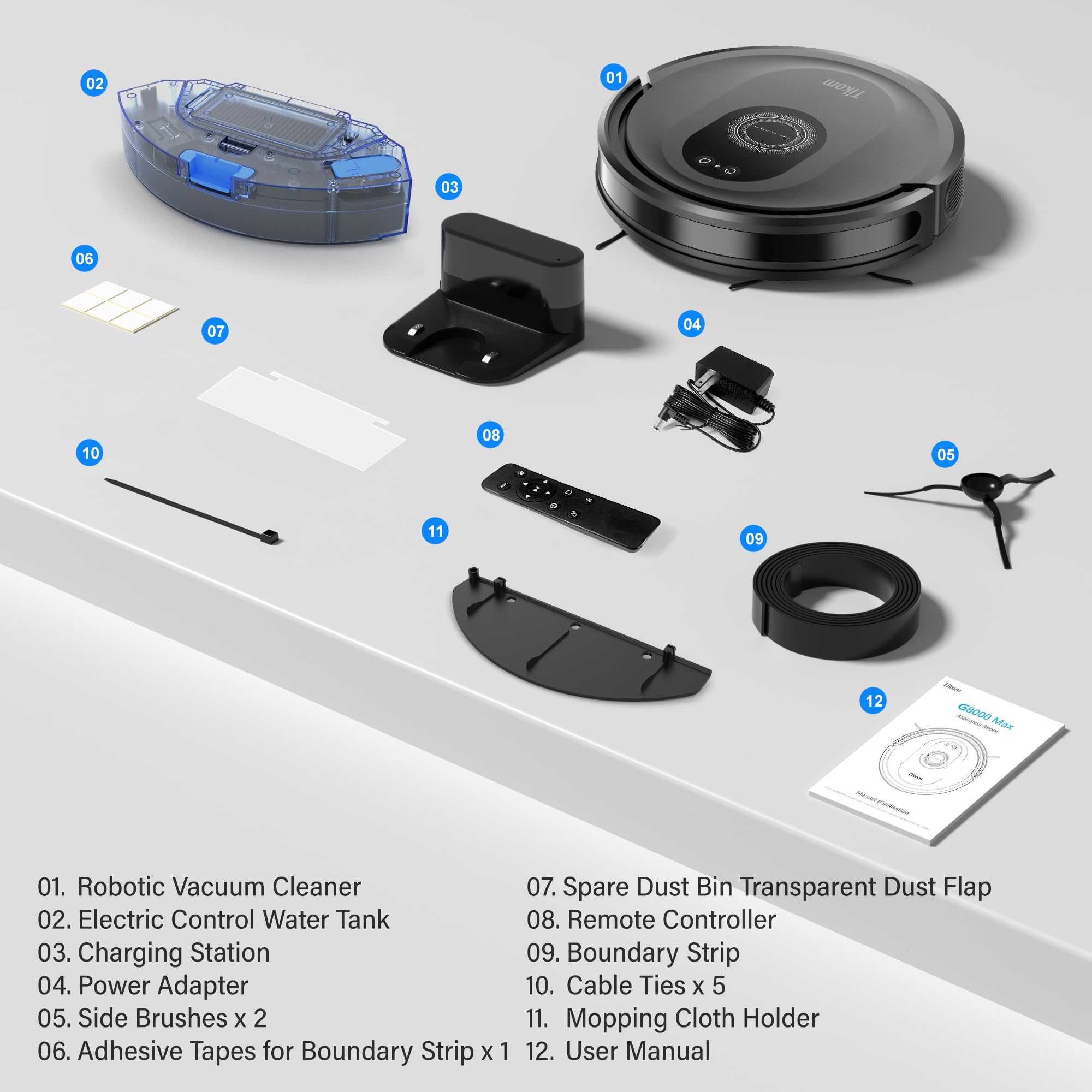 TIKOM G8000 Max Robot Vacuum & Mop Combo, 5000Pa