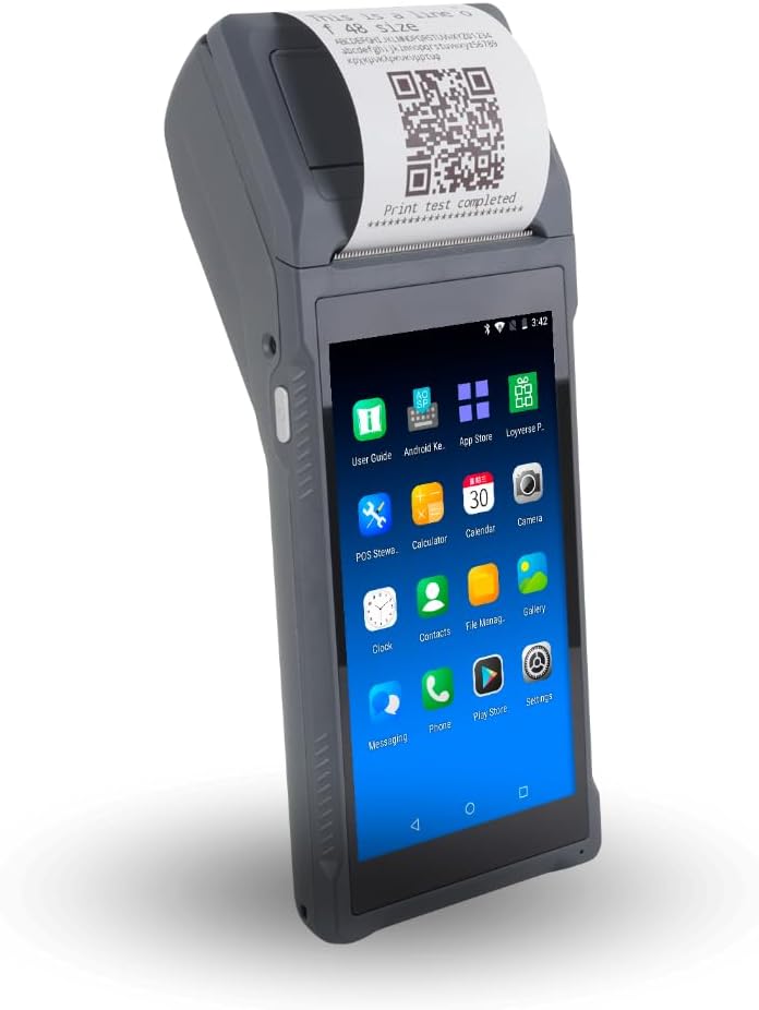 POS Store Q2i Mobile POS Terminal, Android 11 Handheld with 58mm Receipt Printer and 1D Barcode Scanner, All-in-One Point of Sale System for Retail, Restaurants, Cafés and Pop-Up Stores