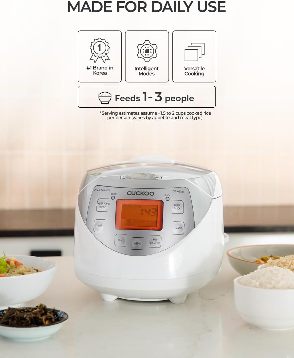 CUCKOO Micom Rice Cooker 6 Cup Uncooked / 12 Cup Cooked, Korean Fuzzy Logic Rice Cooker with Delay Timer & Keep Warm Setting, Versatile Food Steamer with Non-Stick Inner Pot, Silver (CR-0632F)