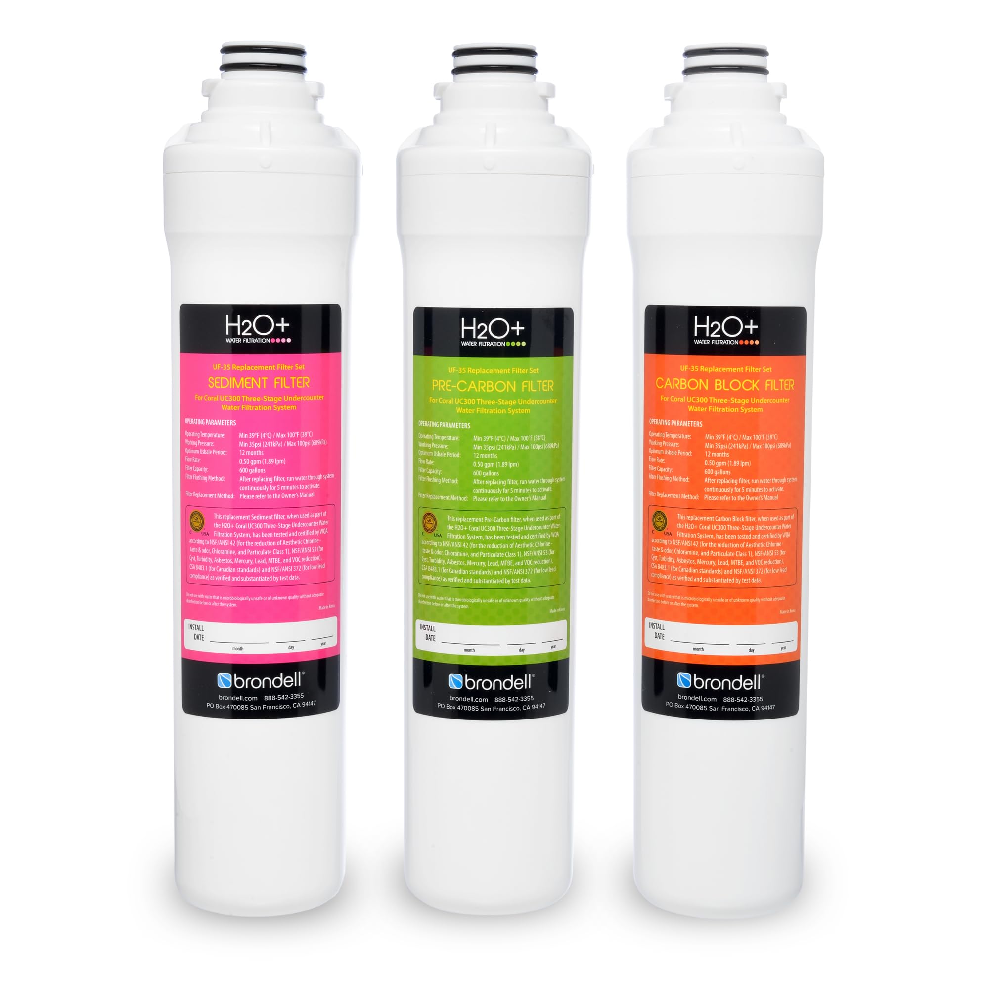 BRONDELL H2O Coral UC300 Three-Stage Water Filtration System
