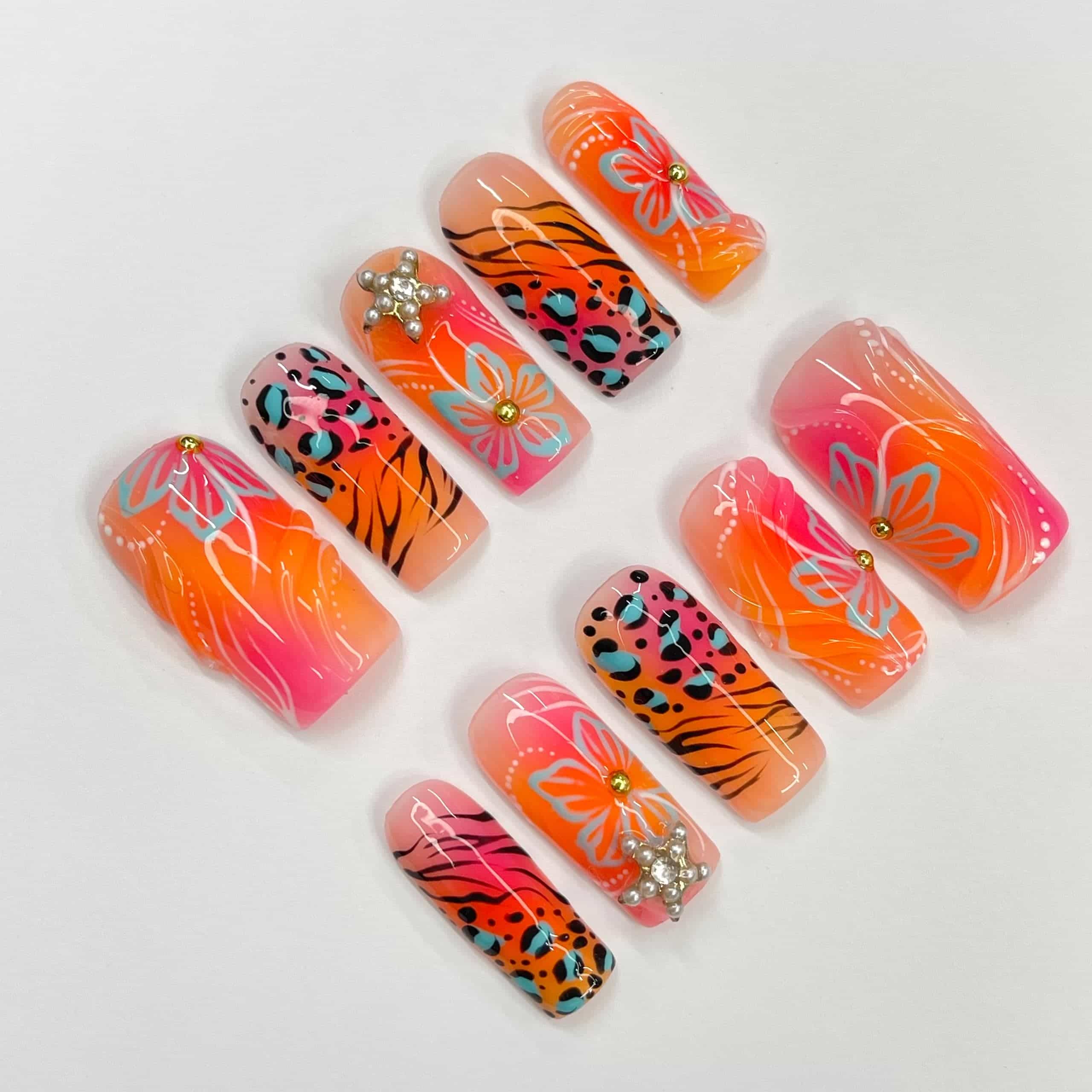 Tropical Tiger Print Press On NailsTropical Tiger Print Press On Nails - SAYEGIRLS