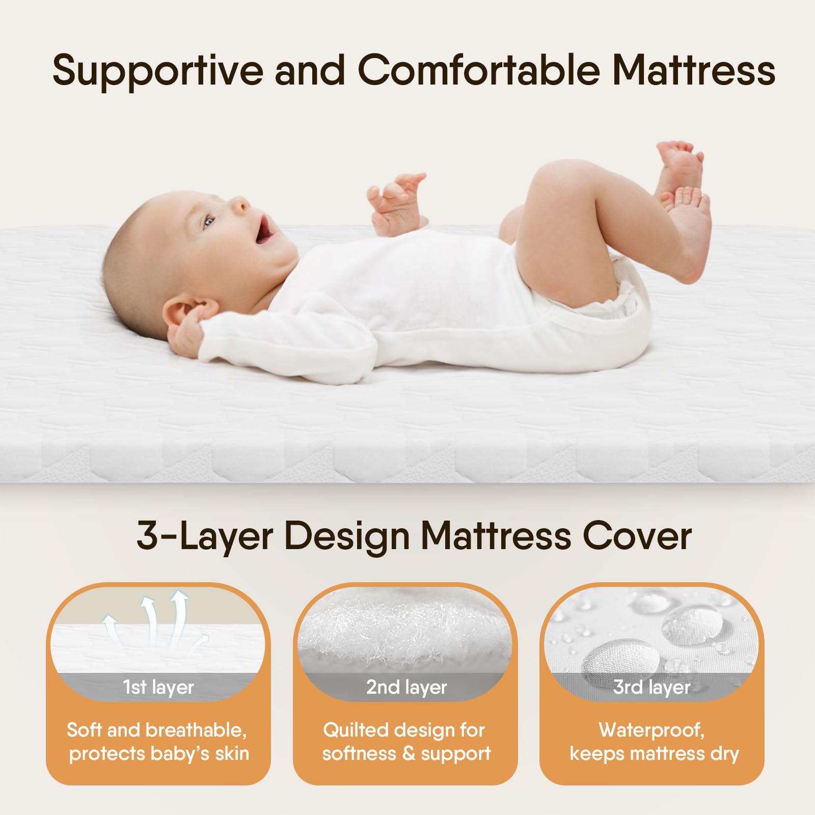 BABYBOND Baby Bassinet Bedside Crib - 3-in-1 Adjustable Sleeper