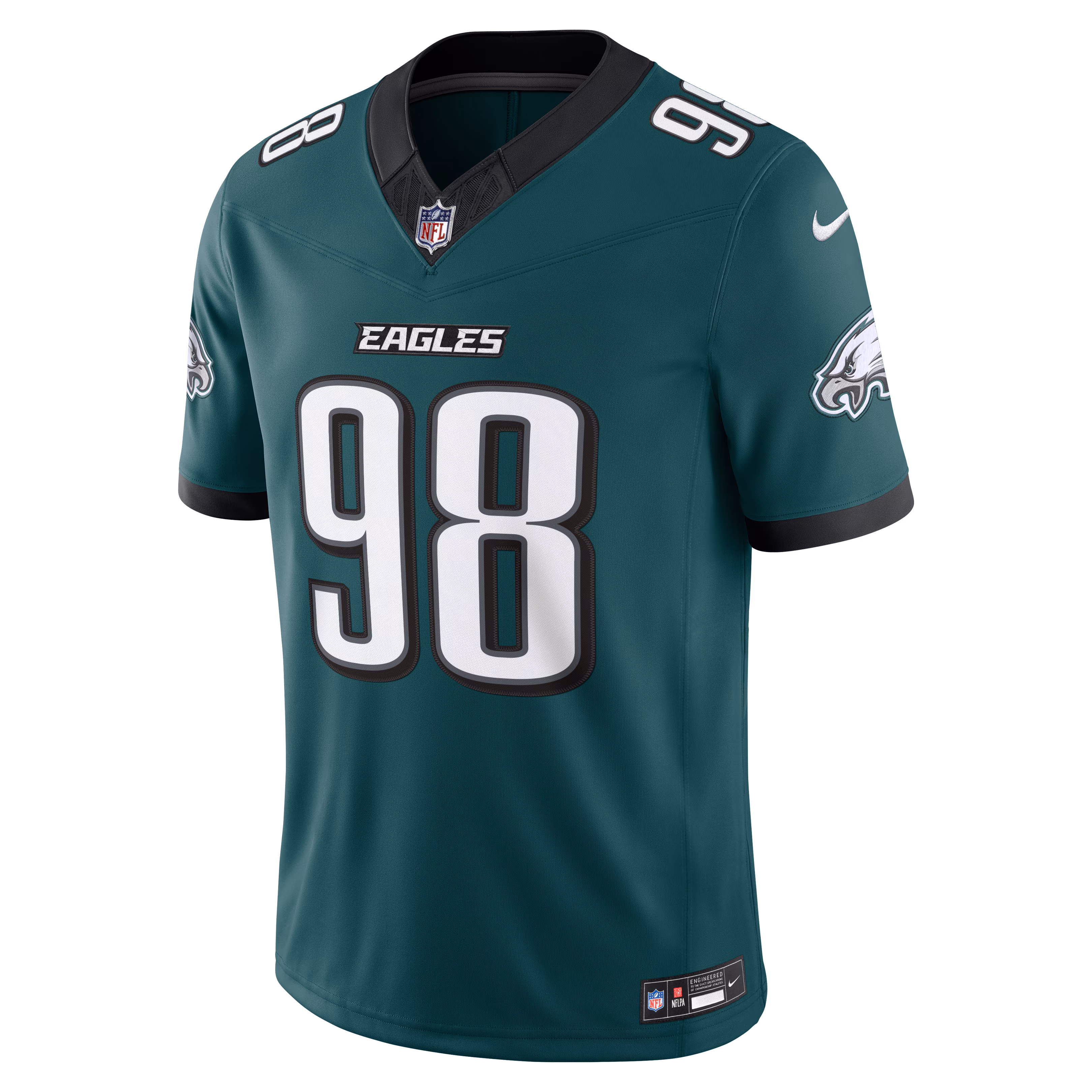 Jalen Carter Philadelphia Eagles Nike Vapor F.U.S.E. Stitched Limited Jersey - Midnight Green