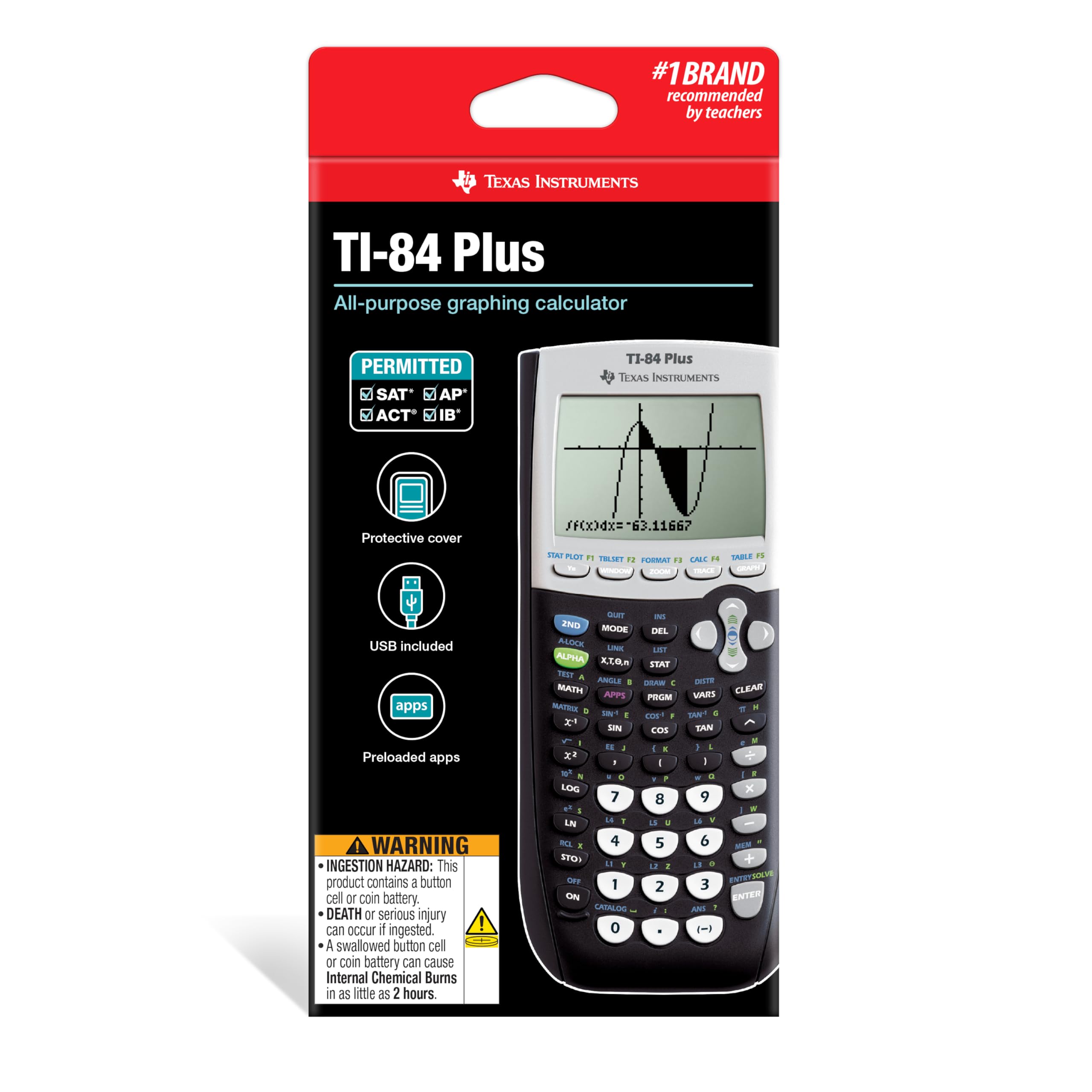 TEXAS INSTRUMENTS TI-84 Plus Graphics Calculator - Black, 320x240 Pixels