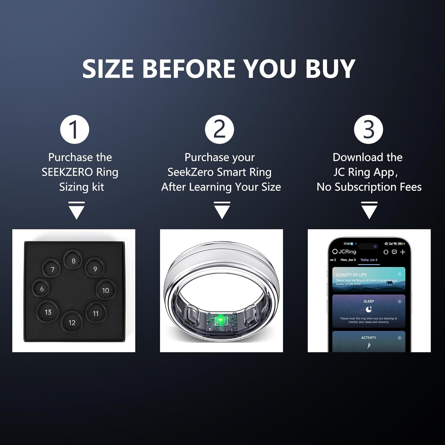 Smart Ring for Women Men, Minimalist Health Ring with Heart Rate, Step Counting, Calories, 5ATM Waterproof Smart Rings for iPhone and Android, No Subscription(Silver 7)