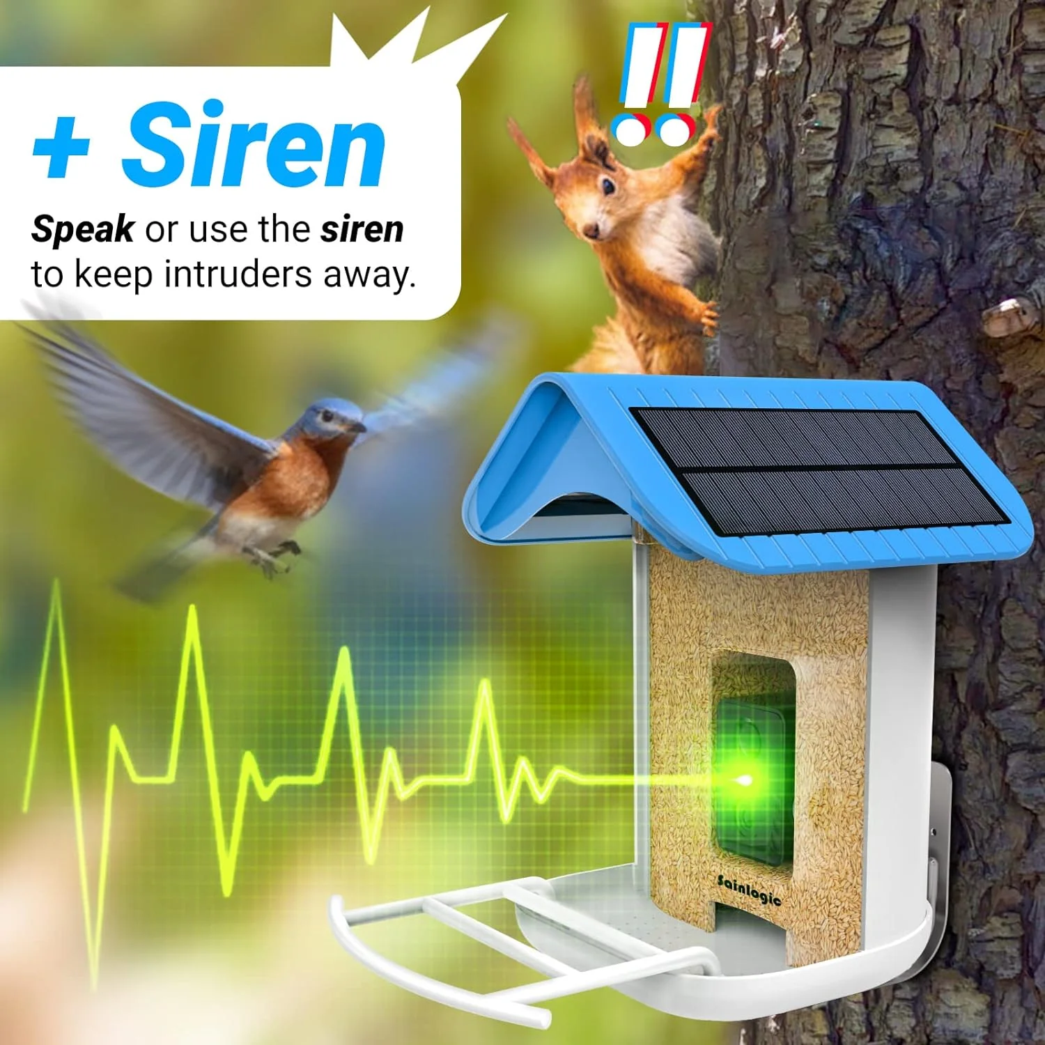 Smart Bird Feeder with 1080P HD Camera, Camera Bird Feeder Identify Bird Species with 2 Solar Panels, Video Bird Feeder with WiFi & Motion Detection, Smart Bird Feeders as Gifts(Light Blue)