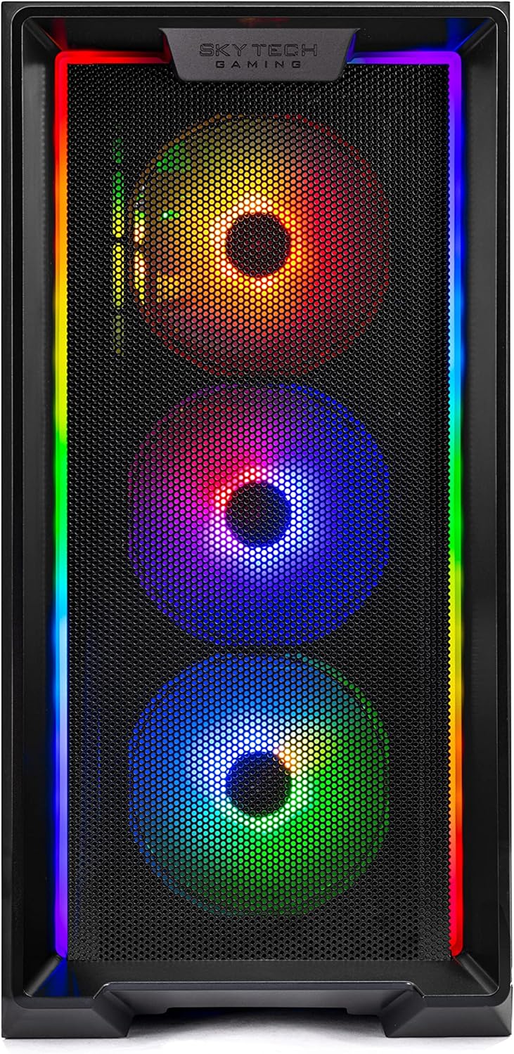 Skytech Nebula Gaming PC Desktop, Ryzen 5 5600 3.5 Ghz (4.4GHz Turbo Boost), NVIDIA RTX 3050 (6GB) 6GB GDDR6, 1TB SSD, 16GB DDR4 RAM 3200, 650W Gold PSU, Wi-Fi, Win 11 Home