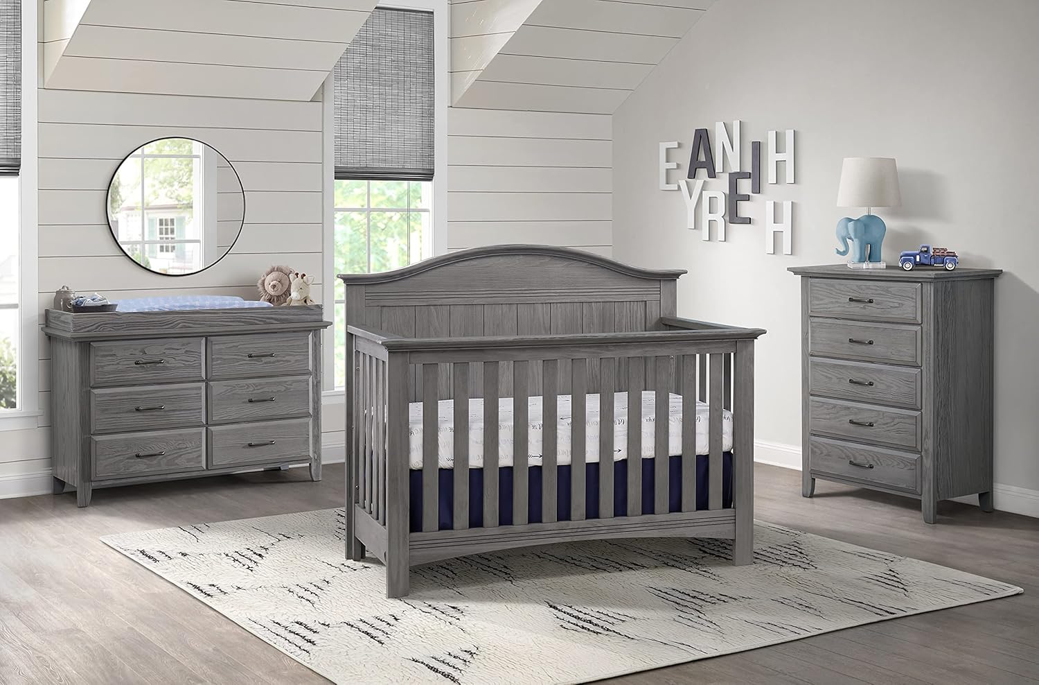Soho Baby Chandler Premium 4-in-1 Convertible Crib, Graphite Gray, GreenGuard Gold Certified