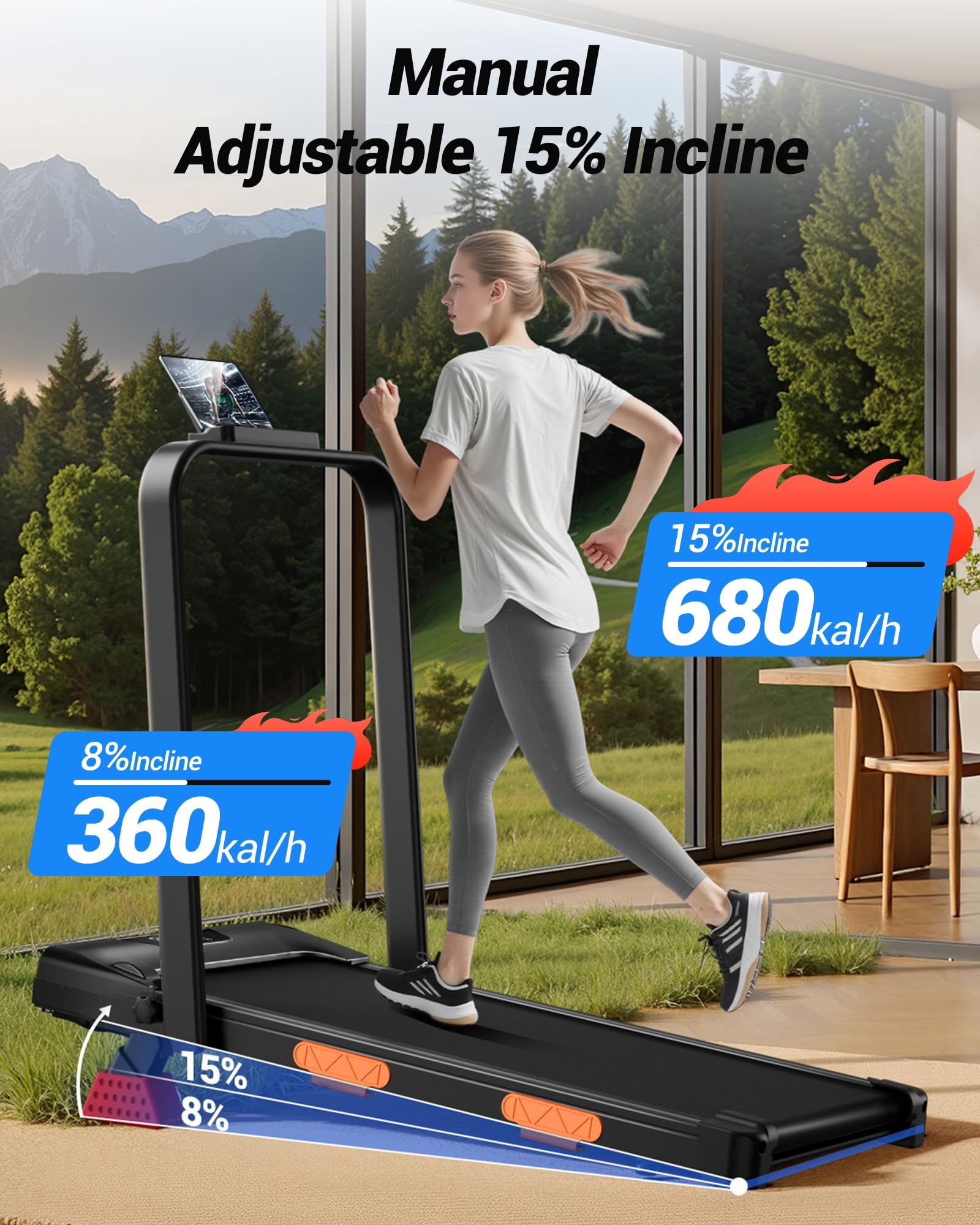 CURSOR FITNESS Walking Pad Portable Treadmill with 15% Incline