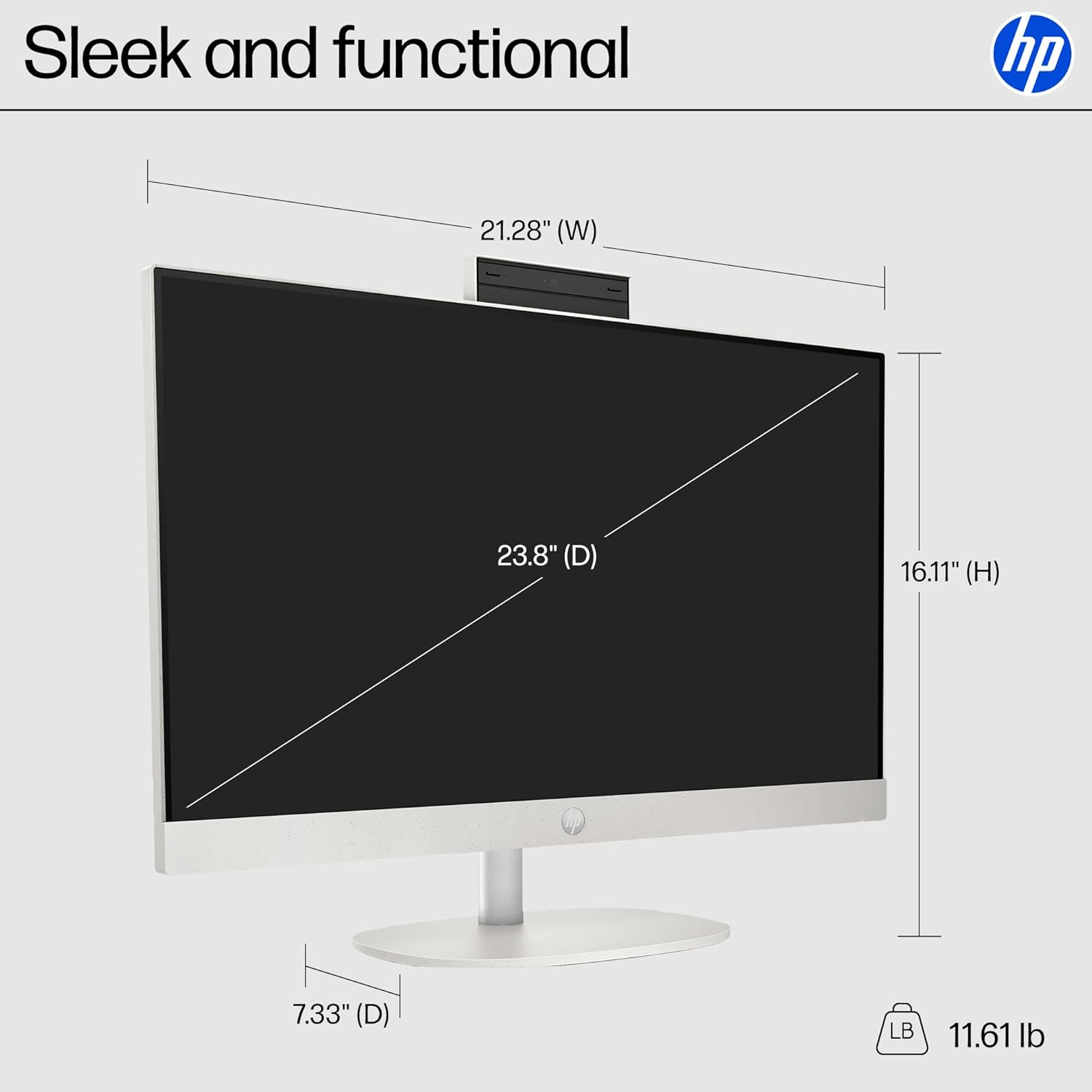 HP 23.8 inch All-in-One Desktop PC, FHD Touchscreen, AMD Athlon Silver 7120U, 8 GB RAM, 256 GB SSD, AMD Radeon Graphics, Windows 11 Home, Shell White, 24- cr0210 (2025)