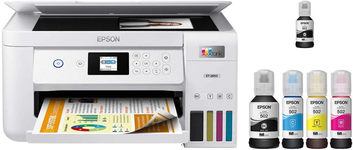 Epson EcoTank ET-2850L Wireless Color All-in-One Printer, Print Scan Copy, 1.44