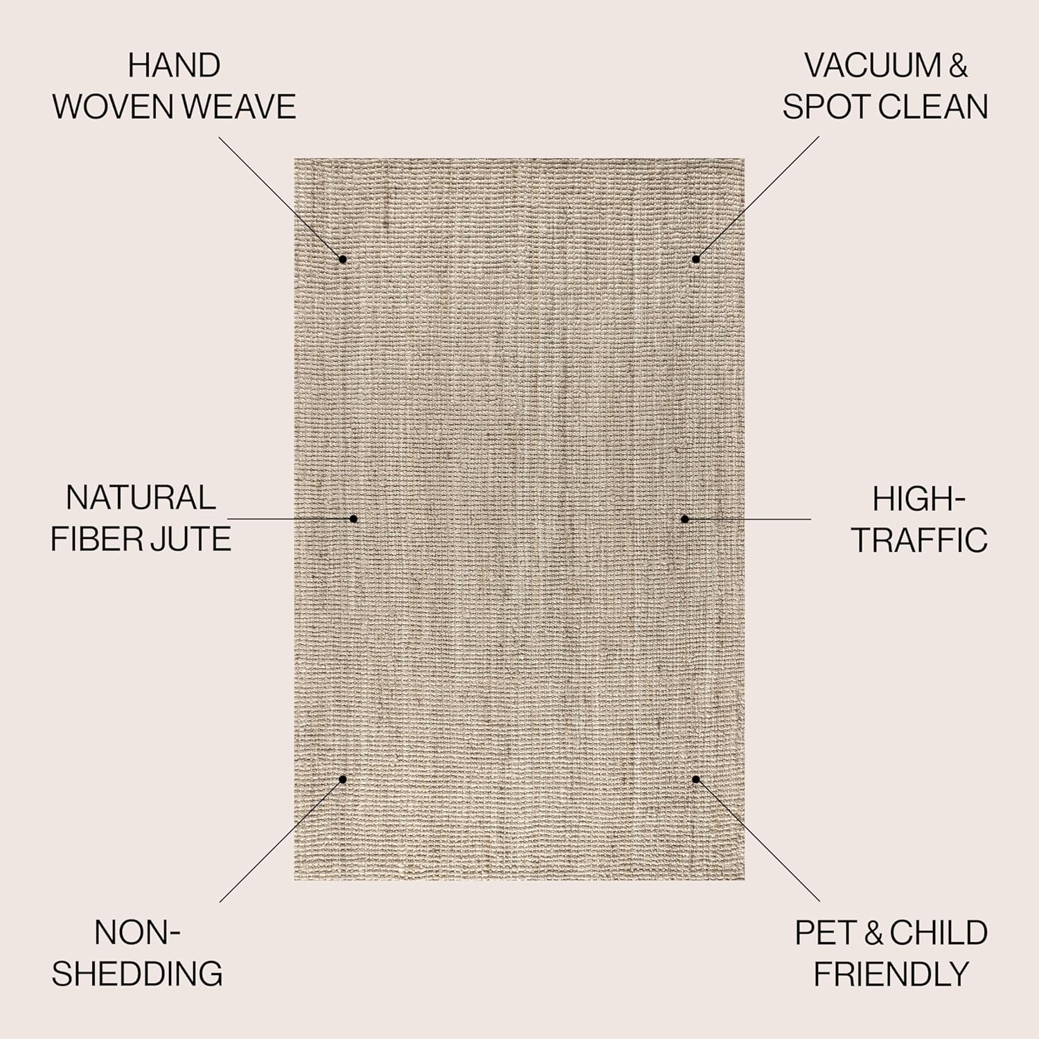 JONATHAN Y Pata Hand Woven Chunky Jute Light Ivory Indoor Area Rug, 5x8, Bohemian, Rustic, Cottage, Easy-Cleaning for Living Room, Bedroom, Kitchen, Non-Shedding (NRF102B-5)