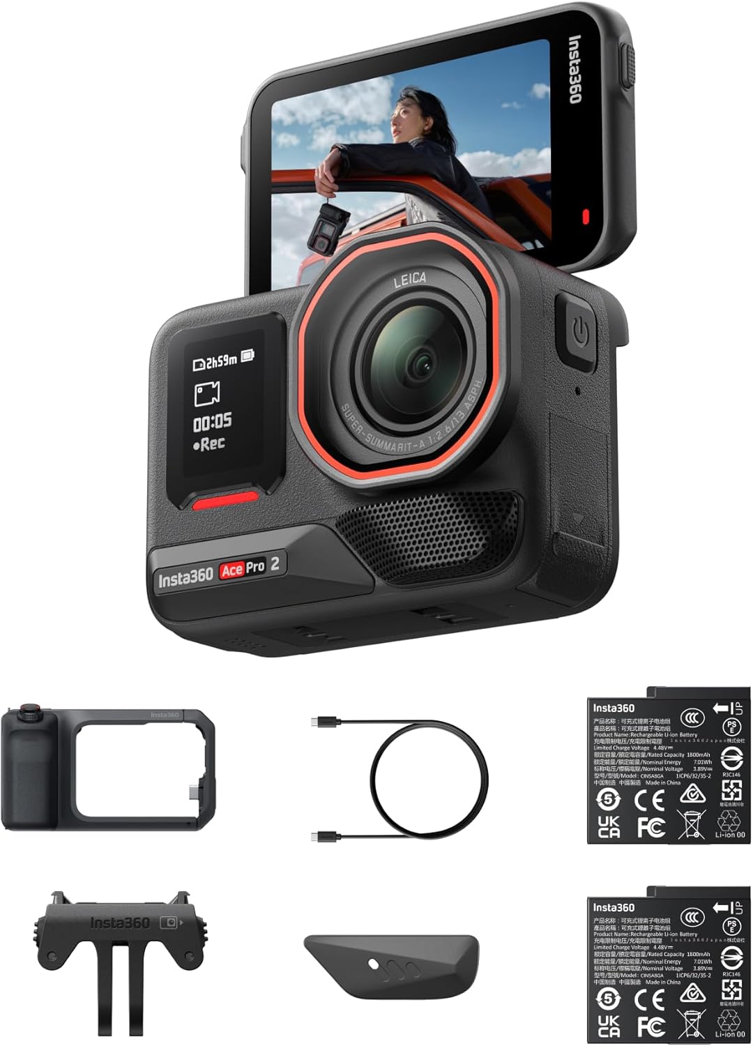 Insta360 Ace Pro 2 Xplorer Pro Bundle - 8K Waterproof Action Camera Co-Engineered with Leica, 1/1.3